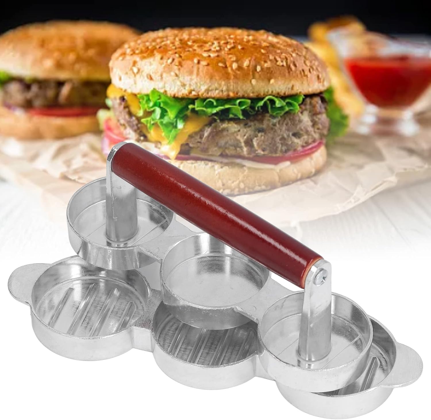 TOPINCN Mini prensa de hamburguesas, prensa de hamburguesa de forma redonda Patty Maker para picnic para barbacoa