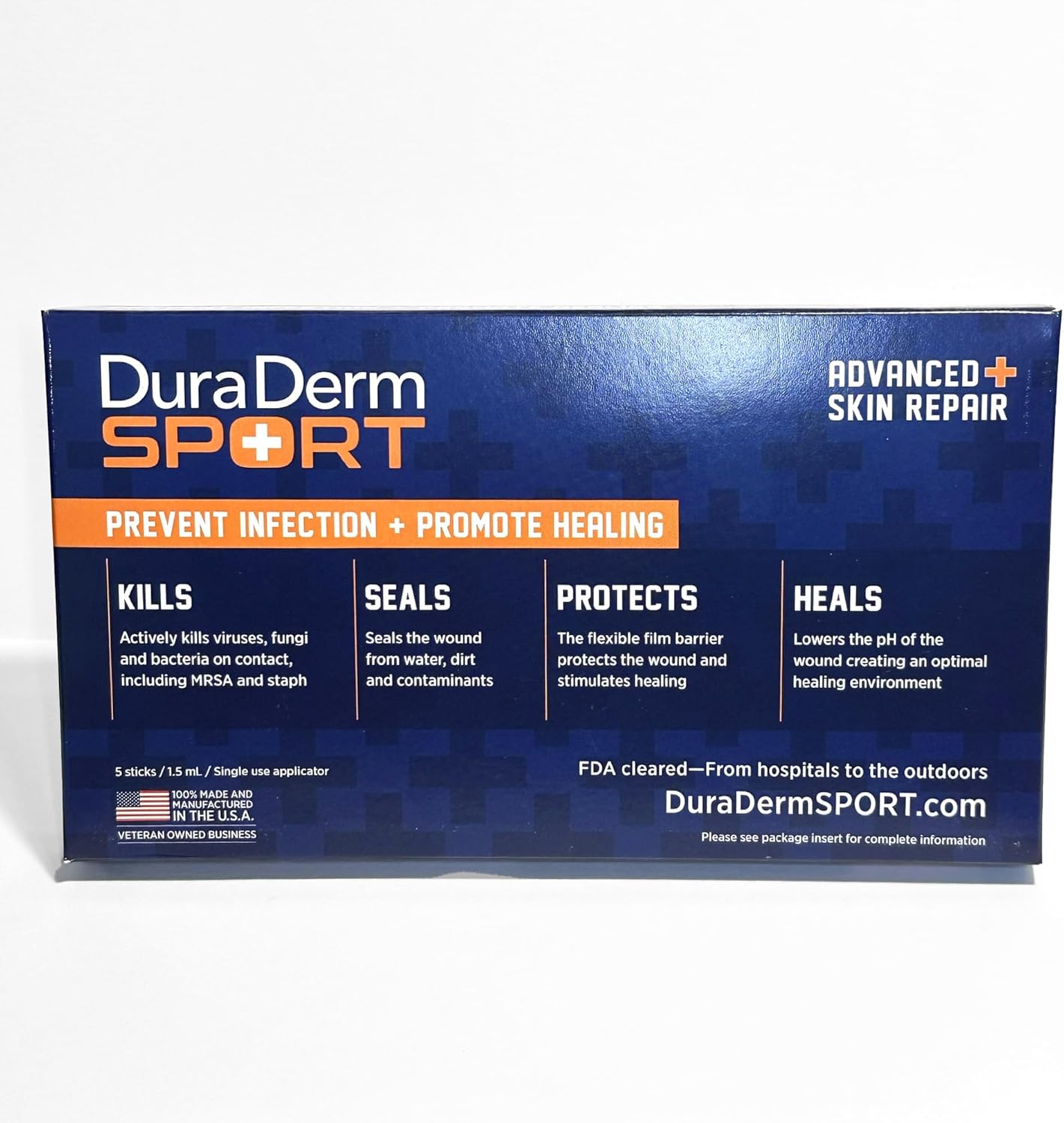 DuraDerm SPORT Vendaje líquido aprobado por la FDA, caja de 5 palitos envueltos individualmente