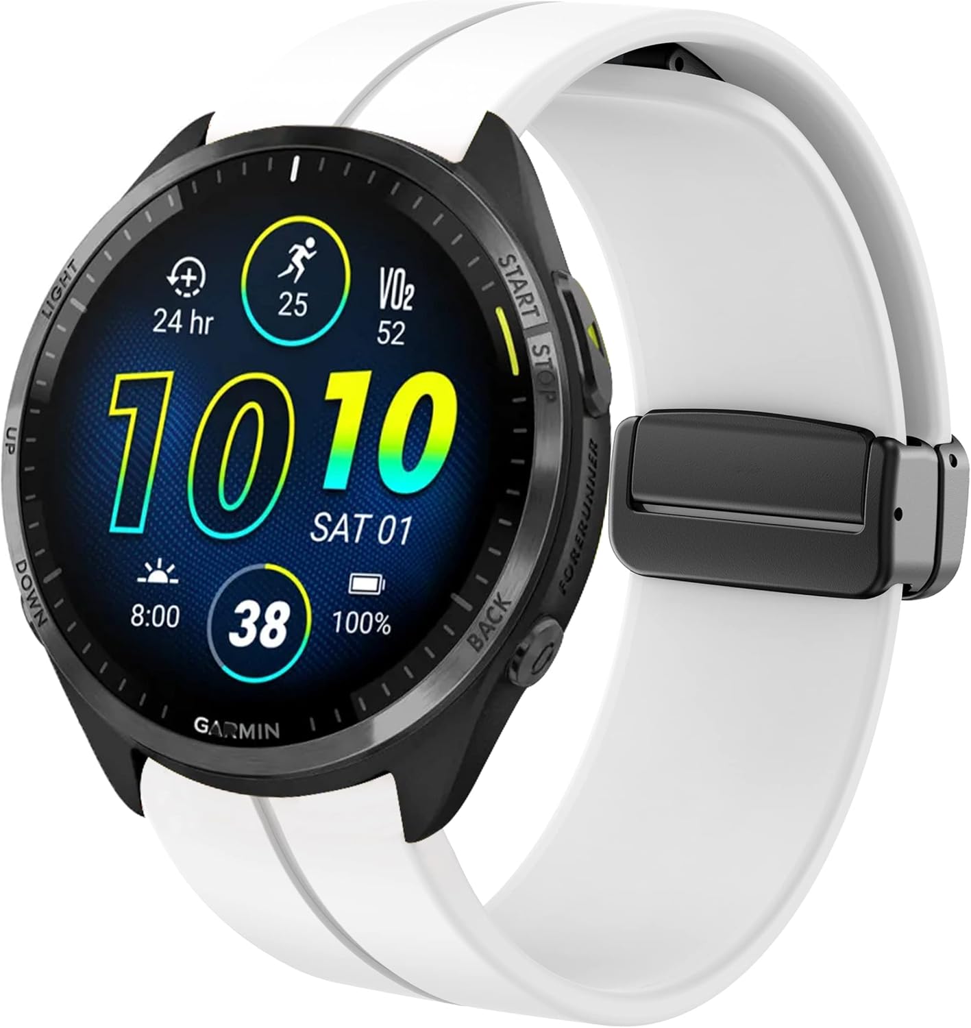 Lamshaw Correa deportiva compatible con Garmin Forerunner 965, correa de repuesto de silicona suave con hebilla magnética compatible con Garmin