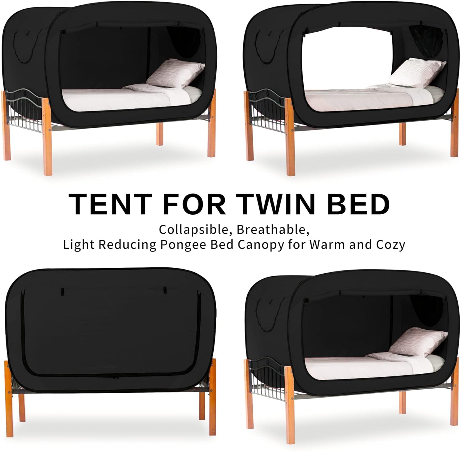 Tienda de campaña desplegable para privacidad, para uso en interiores, toldo para cama para dormir, con puerta doble y ventana de malla mosquitera,