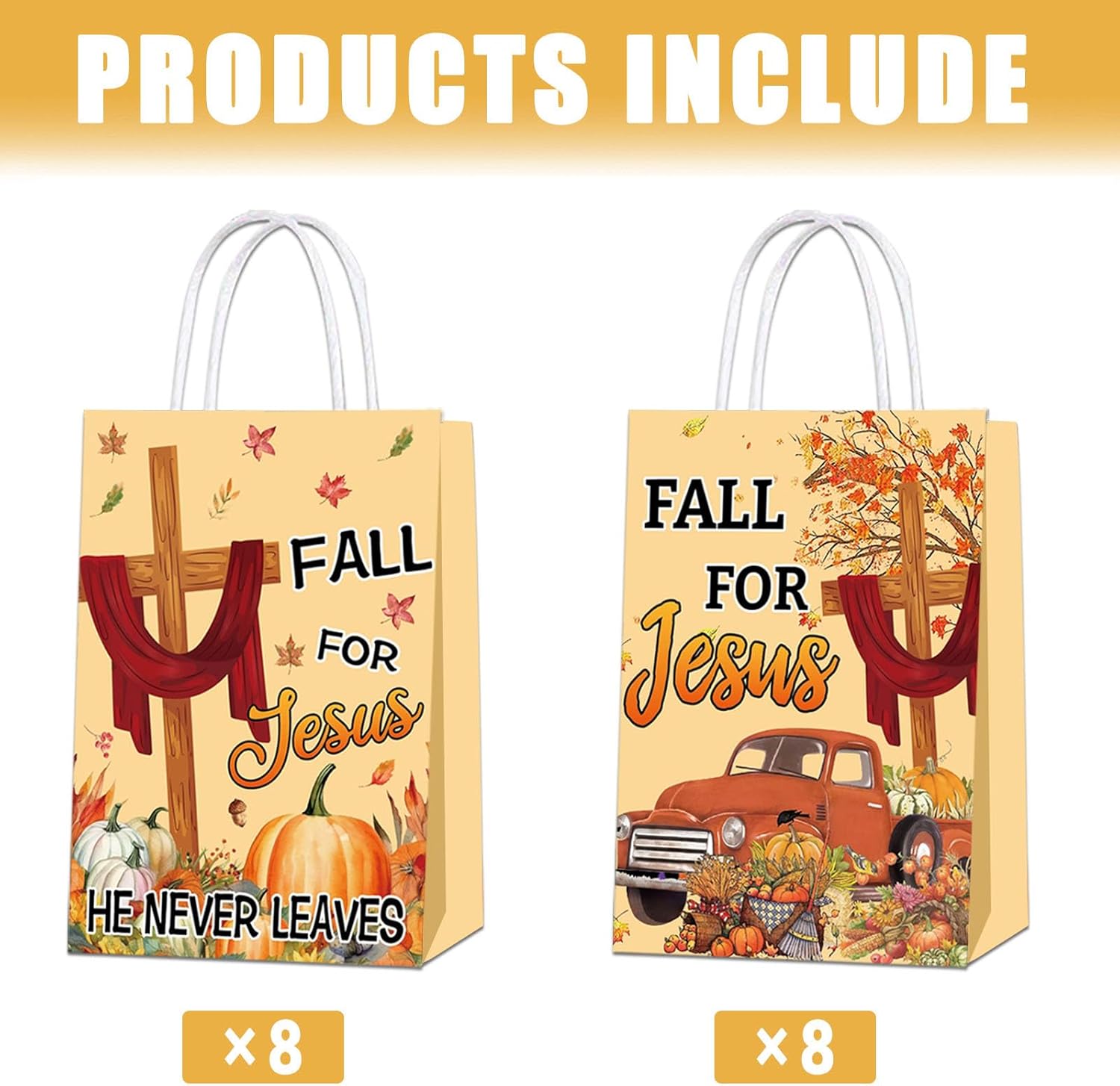 16 bolsas de fiesta de otoño para Jesús, bolsas de regalos de Acción de Gracias, regalos de fiesta de religión cristiana para otoño para Jesús
