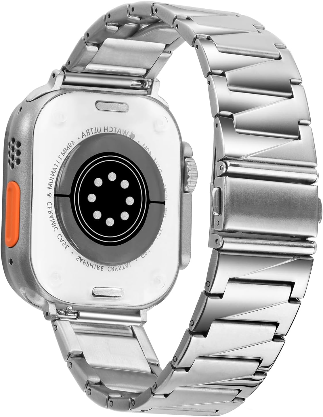 Correa compatible con Apple Watch de 1.929 in 1.772 in 1.732 in 1.654 in 1.614 in 1.575 in 1.496 in, correa de acero inoxidable sólido para iWatch