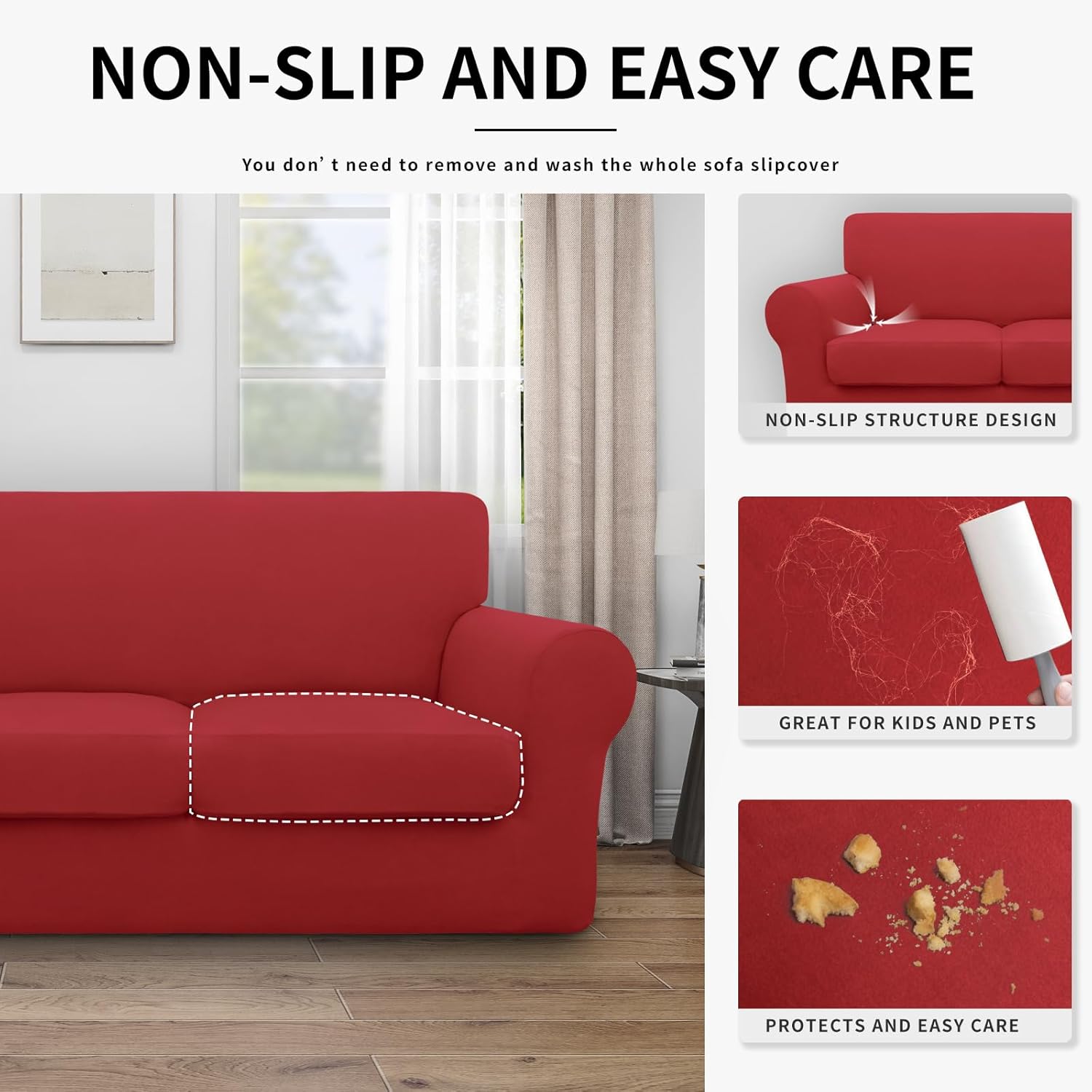 Easy-Going Funda elástica de gran tamaño, suave, 100 % impermeable, funda de sofá adicional para sofá de 3 cojines separados, protector de muebles a