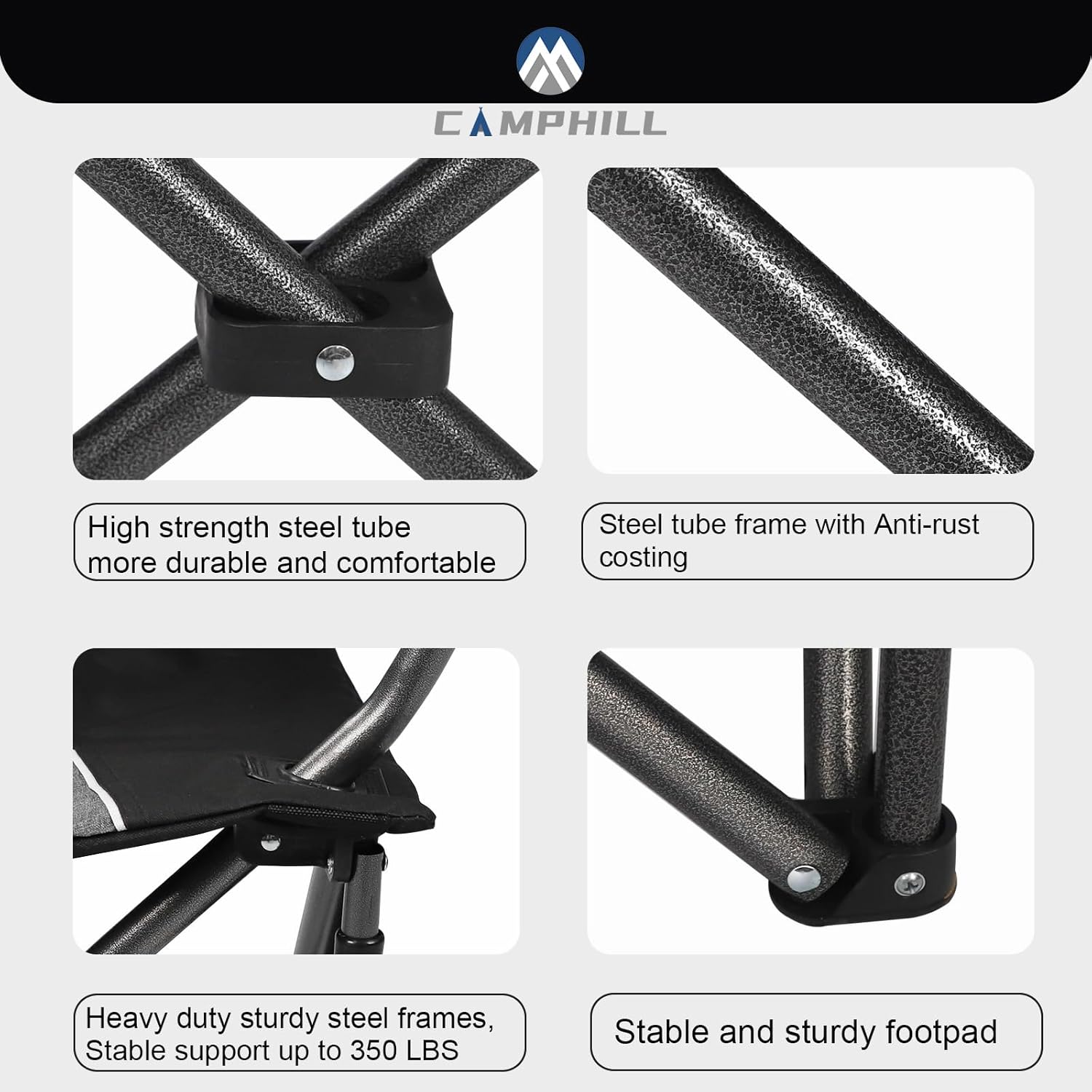 Silla de camping, sillas de camping plegables para personas pesadas con portavasos y bolsa enfriadora, silla plegable para acampar con bolsillo para