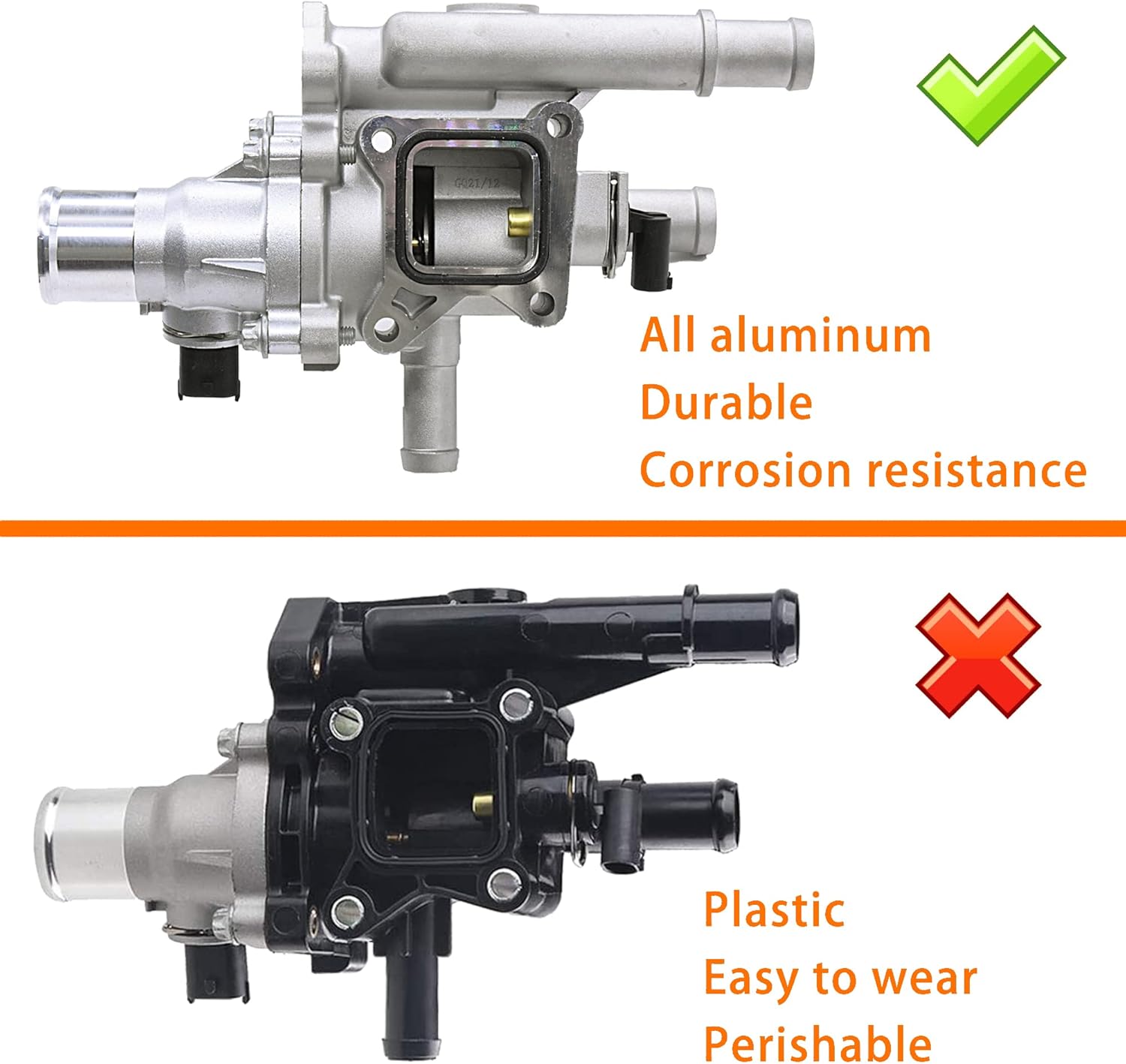 FOKES Conjunto de carcasa del termostato de refrigerante del motor compatible con Chevy Cruze, Limited, Trax, Sonic 1.8L y 1.6L – Reemplaza