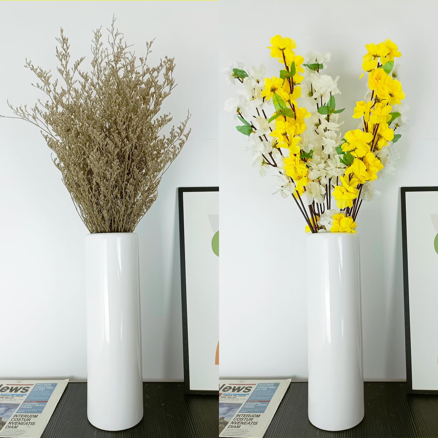 TDIAVH Florero de cerámica blanca, jarrones modernos texturizados de 12 pulgadas de alto para decoración del hogar, granja, centros de mesa,