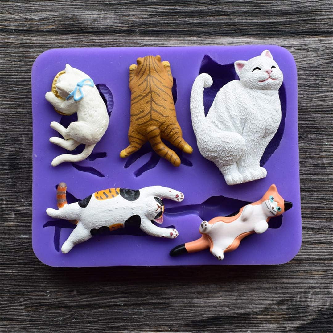 Molde de silicona de gatos lindos, Runloo Cats Cake decoración herramienta, molde de chocolate, molde de fondant molde de silicona de caramelo