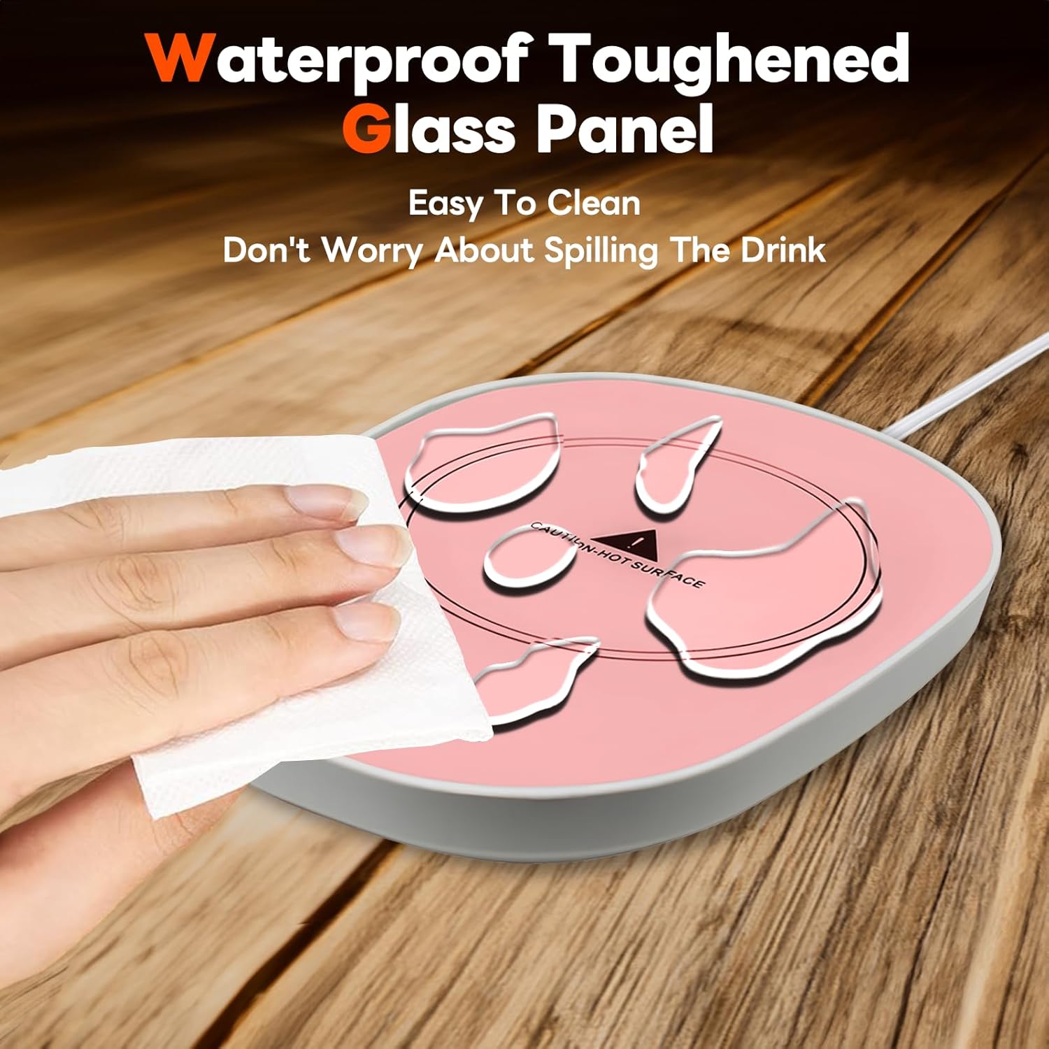 Calentador de café para escritorio, calentador de taza rosa, té caliente, leche, agua, bebida, calentador de escritorio, placa eléctrica con apagado