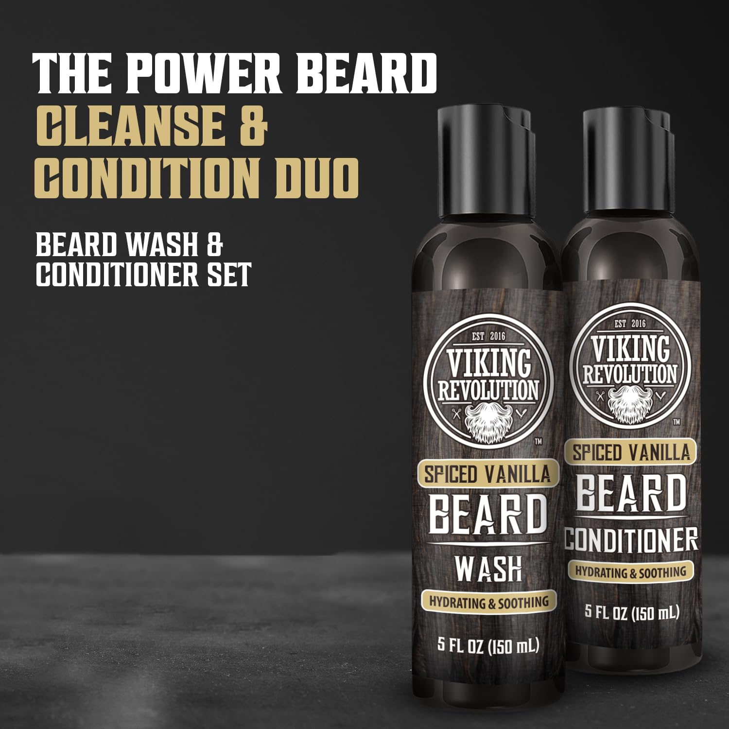Viking Revolution Champú y acondicionador de barba para hombres con aceite de argán y aceite de jojoba, suavizante y fortalecedor para el cuidado de
