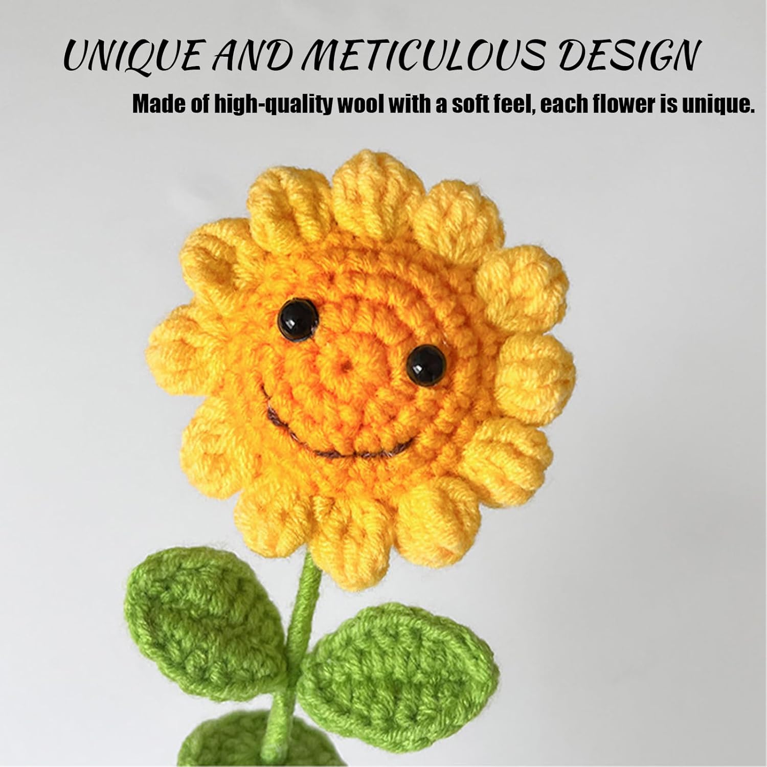 ZBGUN 1 pieza de decoración de girasol para tablero de automóvil, tejido a mano, flores creativas simuladas, prendas de punto artísticas hechas a