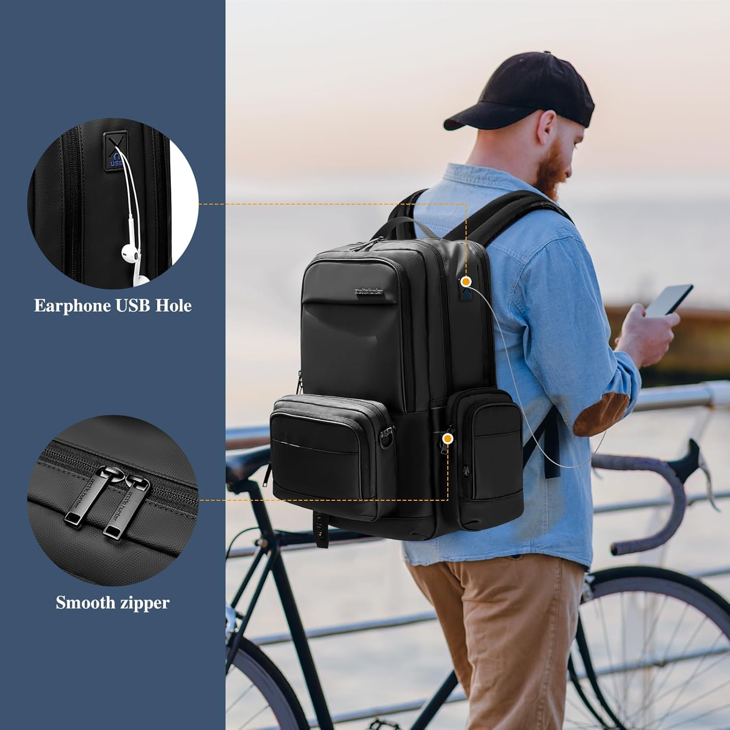 UBORSE Smart Business Backpack 15.6 inch Laptop Backpack 3 in 1 Slim Travel Backpack for Airplanes with Detachable Crossbody Bag & Cell Phone Bag