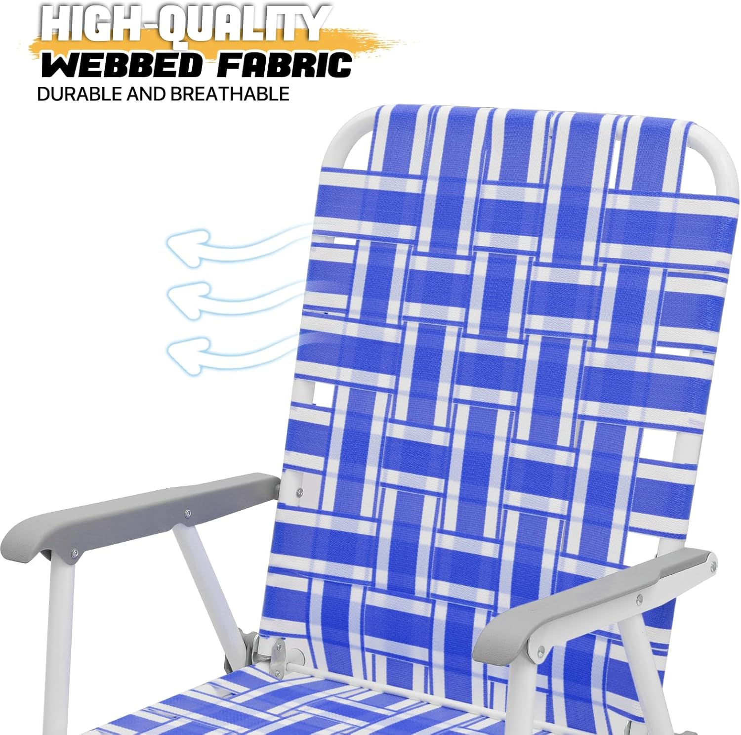 MoNiBloom Webbed – Silla de playa plegable para adultos, portátil, ligera, con marco de aluminio resistente, sillas de camping para patio, jardín,