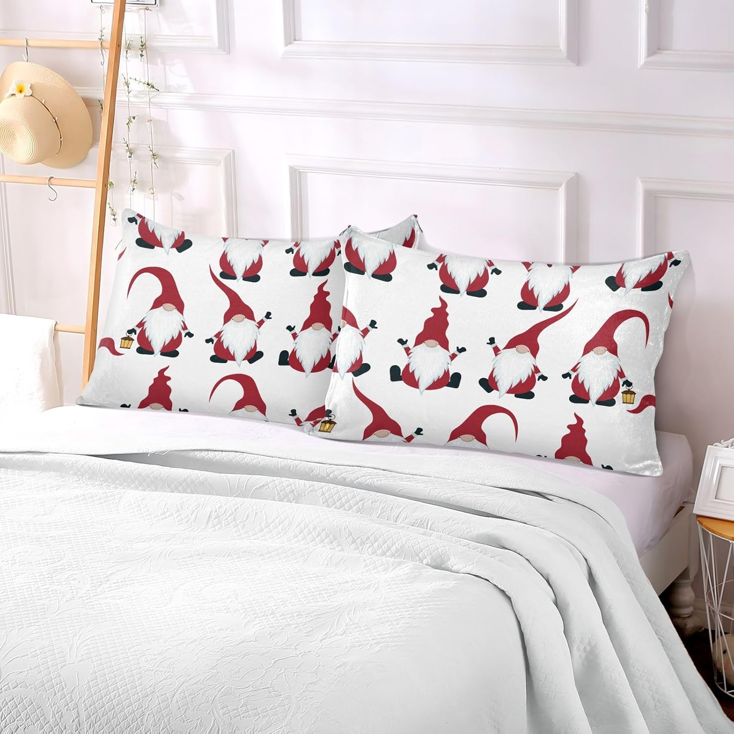 Emelivor Fundas de almohada de gnomos de Navidad, fundas de almohada de terciopelo, fundas de cojín suaves, fundas de almohada cómodas, almohadas