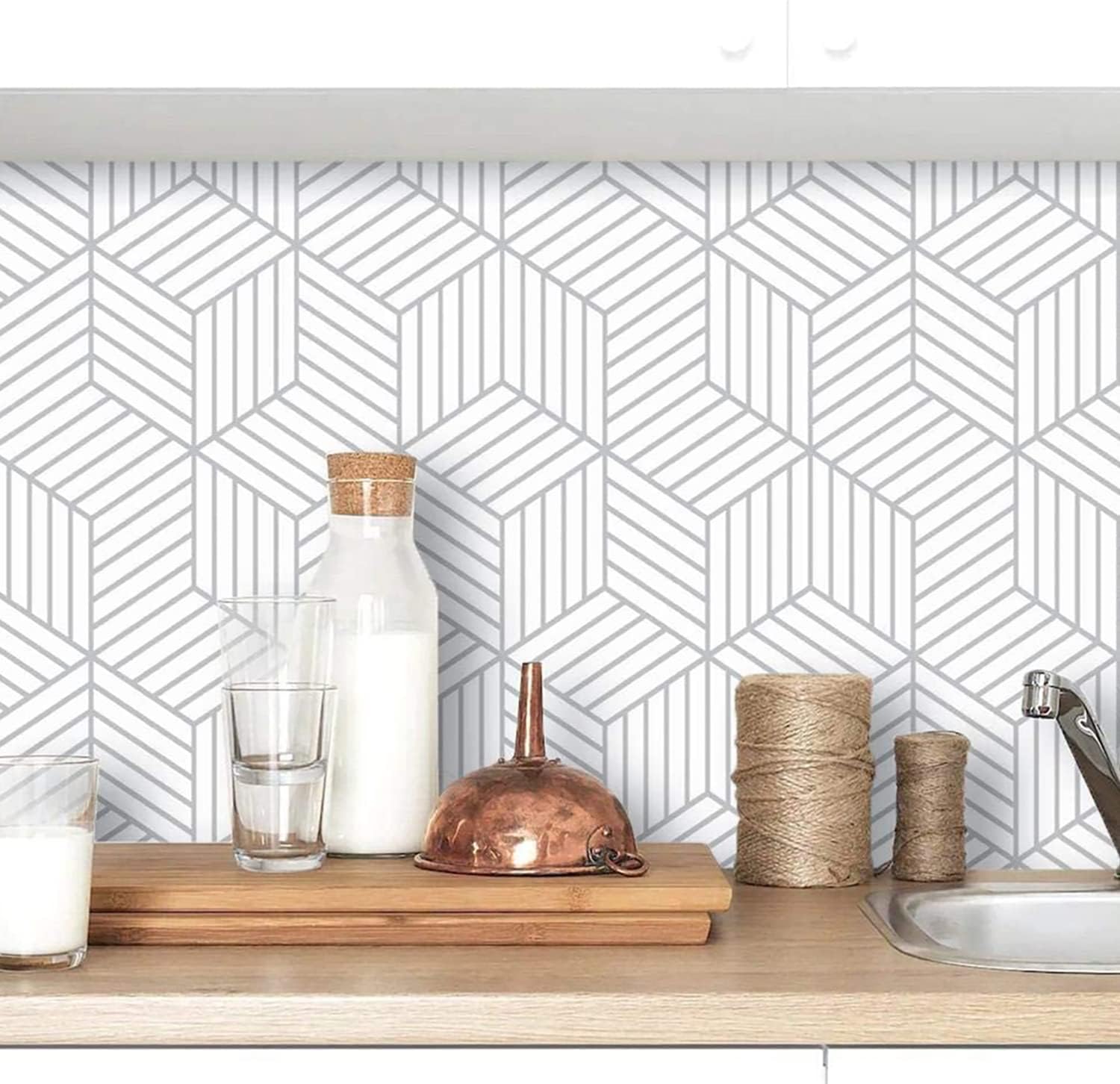YAMANGU Papel tapiz geométrico extraíble para despegar y pegar, papel adhesivo autoadhesivo para reacondicionamiento de muebles y decoración del