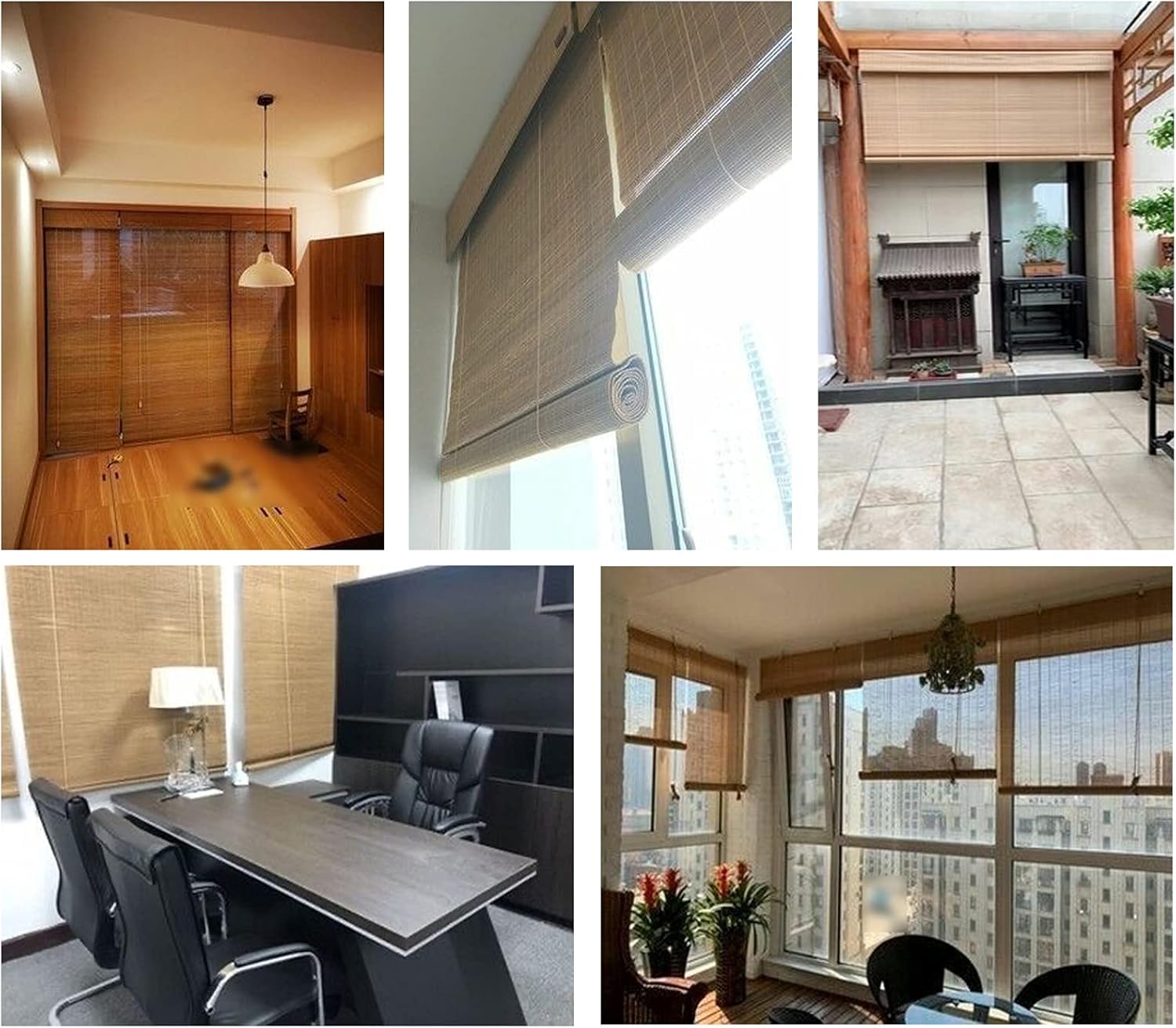 Persianas enrollables de bambú marrón carbonizado retro para ventanas, filtrantes de luz, cortinas enrollables de bambú, transpirables, cortinas