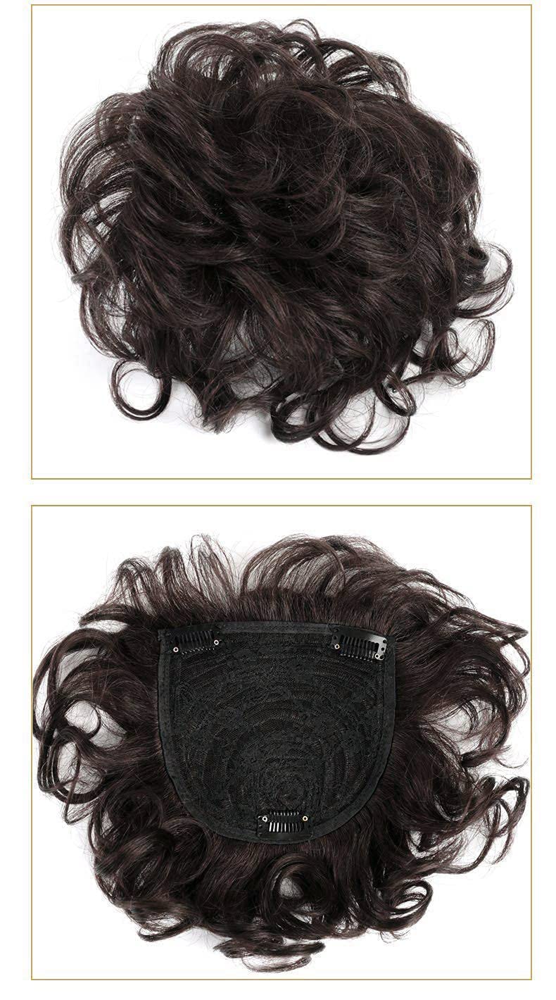 Peluca de cabello humano corto para mujer, con cierre de cabello rizado, postizo superior con clip, pieza de repuesto de cabello natural para