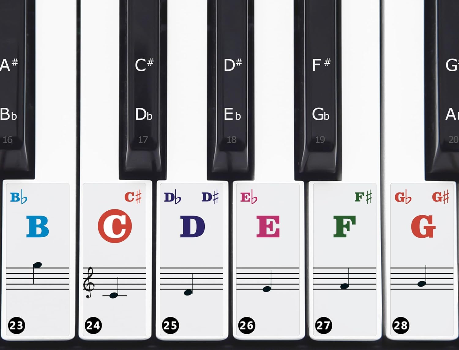 Pegatinas para teclado de piano 88614937 teclas (multicolor)