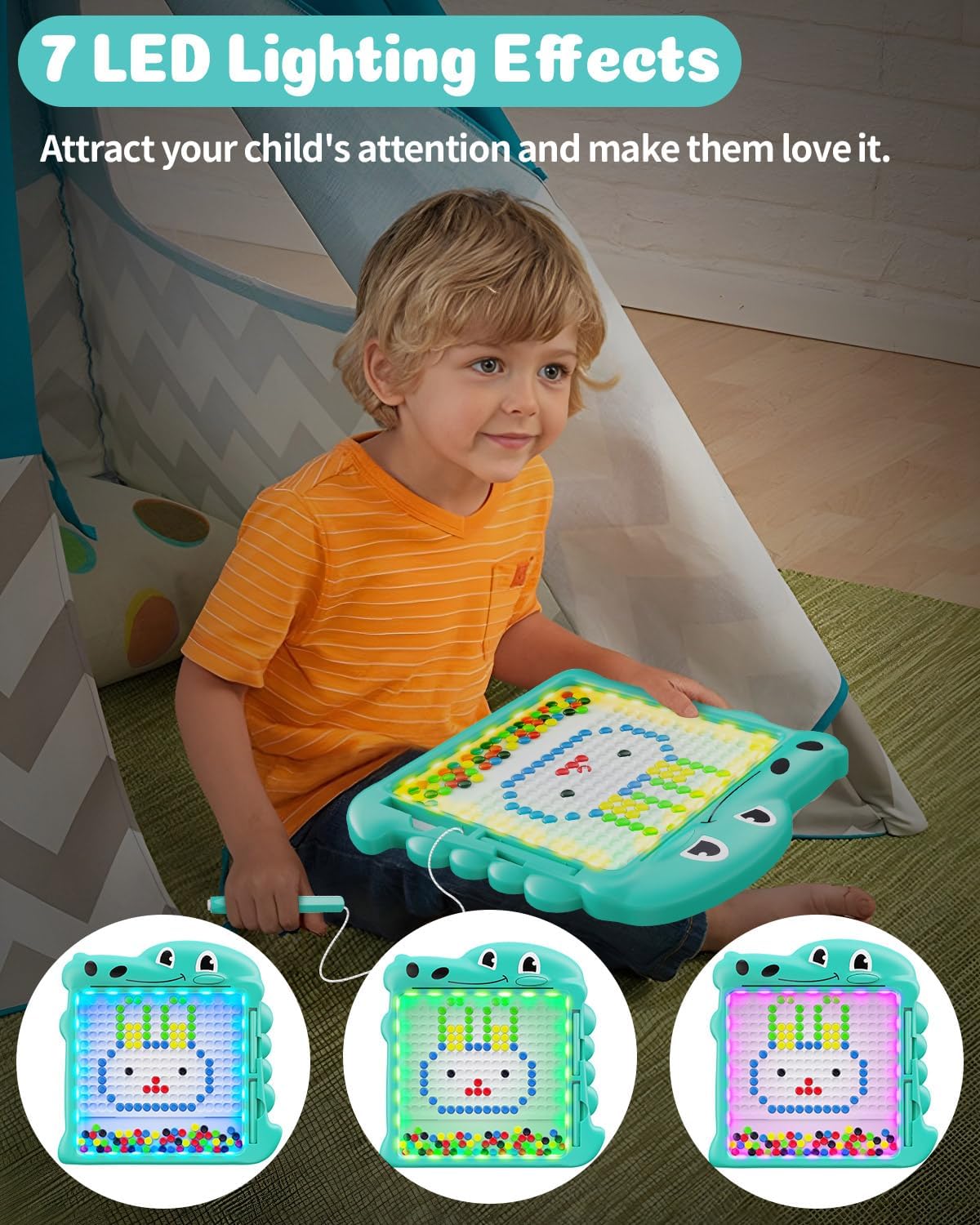 LQYoyz Tablero de dibujo magnético, tablero magnético de dinosaurios con luz LED, juguetes magnéticos educativos preescolares para niños de 3, 4, 5,