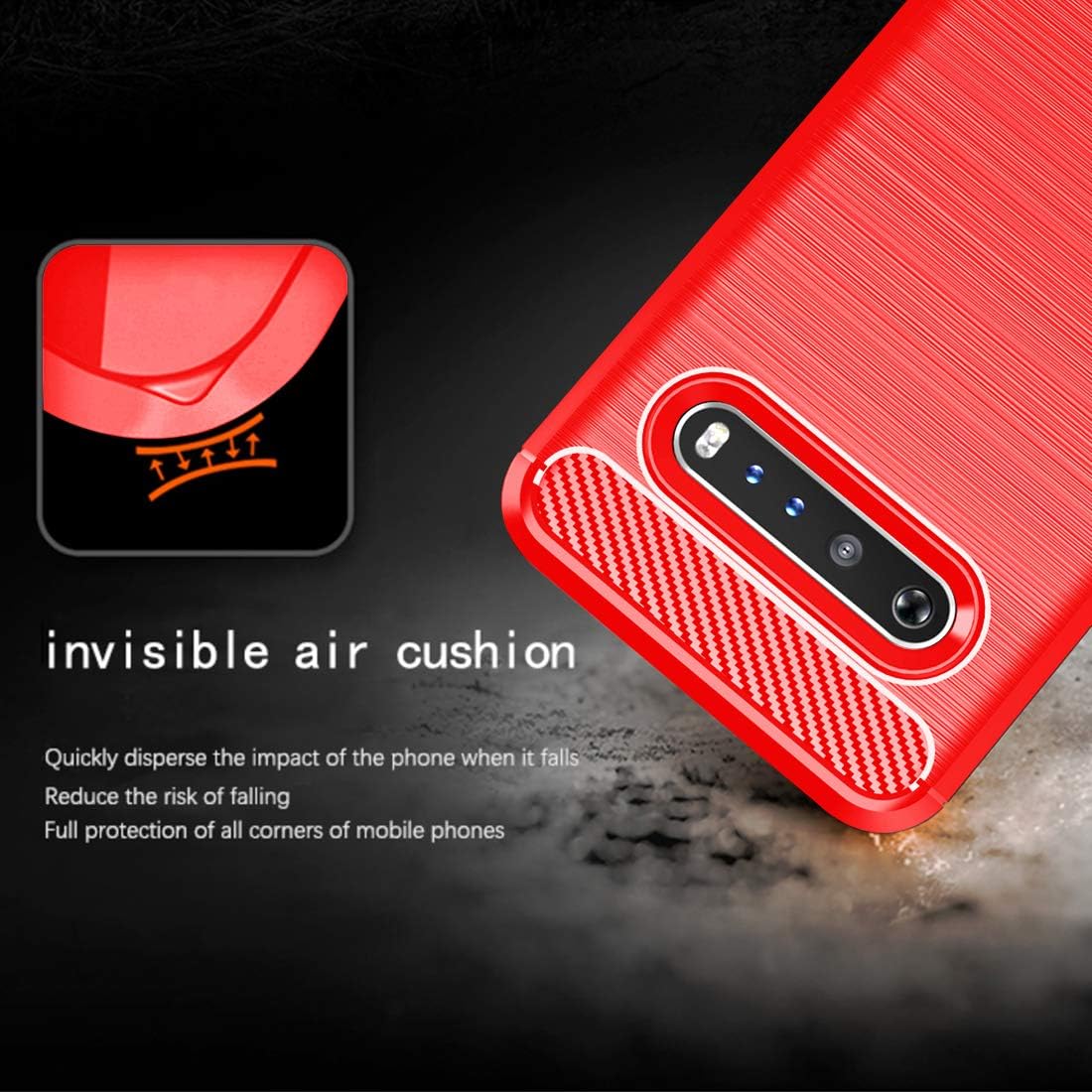 Osophter Funda para LG V60 ThinQ, LG V60 Funda de absorción de golpes Flexible TPU Caucho Protector de Cuerpo Completo para LG V60 ThinQ (Rojo)