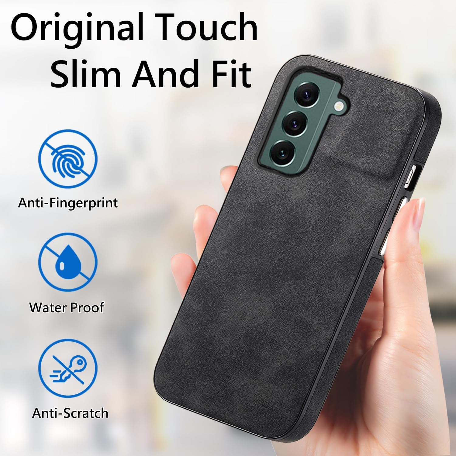 Asuwish Funda de teléfono para Samsung Galaxy S22 Plus S22+ 5G con protector de pantalla de vidrio templado y funda delgada de cuero suave,