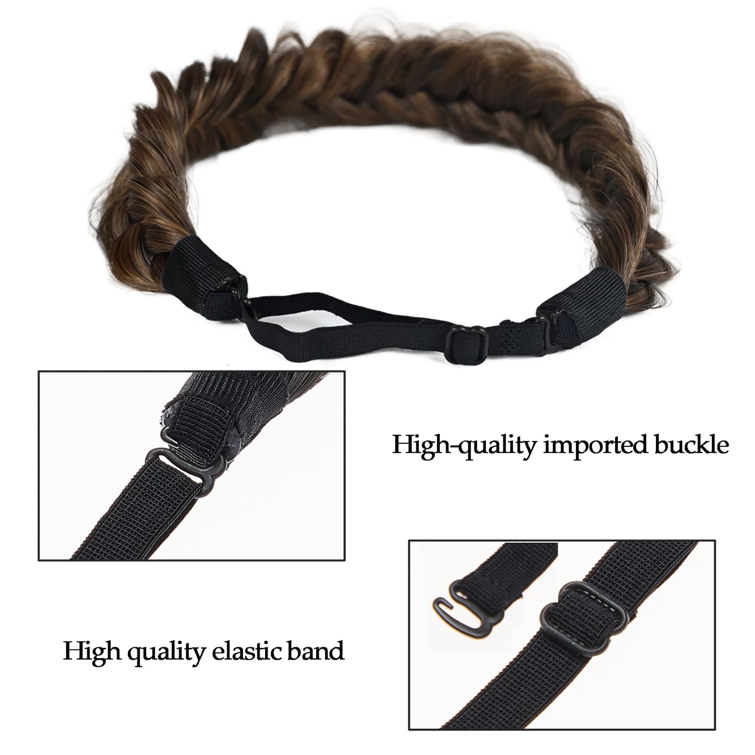 Diadema trenzada de 2 hebras, clásica, gruesa, trenzada, ancha, elástica, elástica, de calidad, sintética, trenzada, para mujeres y niñas, estilo