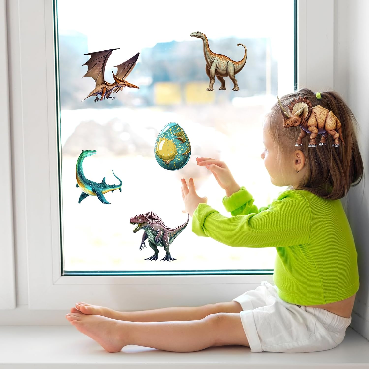 Calcomanías de pared de dinosaurios de dibujos animados, calcomanías de pared de huevo de dinosaurio, murales de pared removibles y lindos