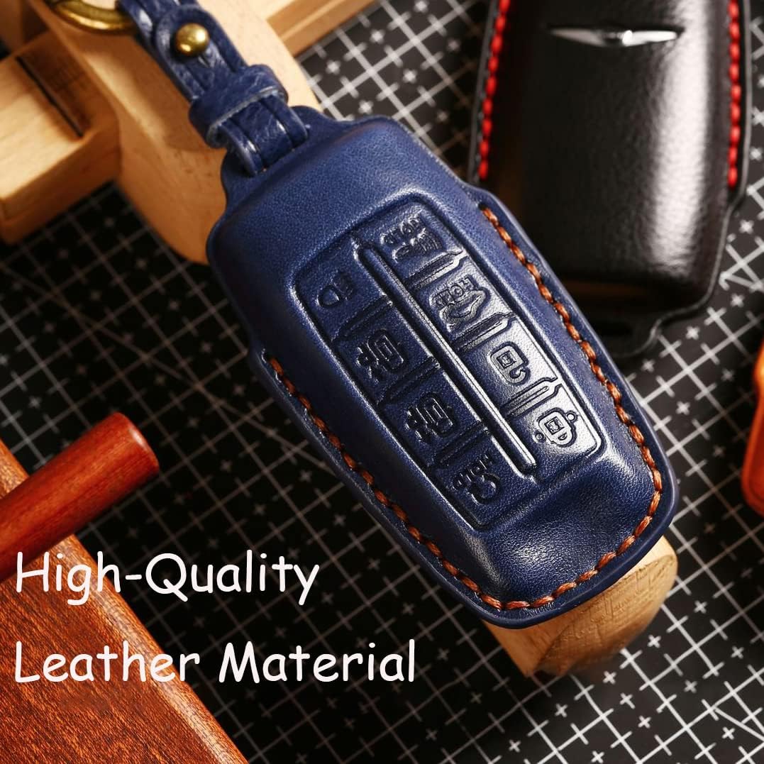 HIBEYO Smart – Funda de cuero para llavero de 8 botones compatible con Hyundai Genesis GV80 G80 G70 GV70 2021 2022, accesorios de automóvil con