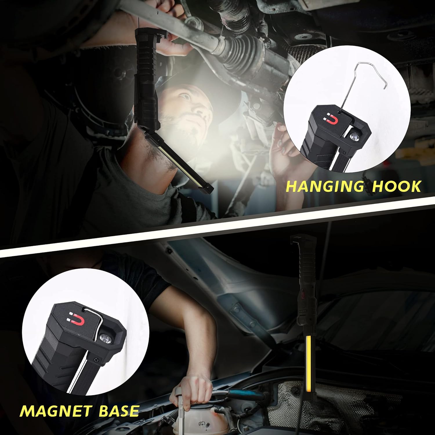 Linterna LED recargable, herramienta de artilugios geniales para hombre, ideas de regalo de cumpleaños, luz de trabajo portátil con base magnética,