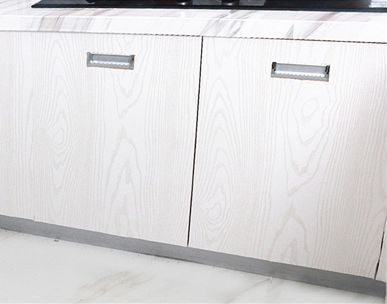 BESTERY Pegatinas de papel adhesivo de grano de madera blanca gruesa para muebles, papel pintado de PVC para armarios, estanterías, papel de 24 x