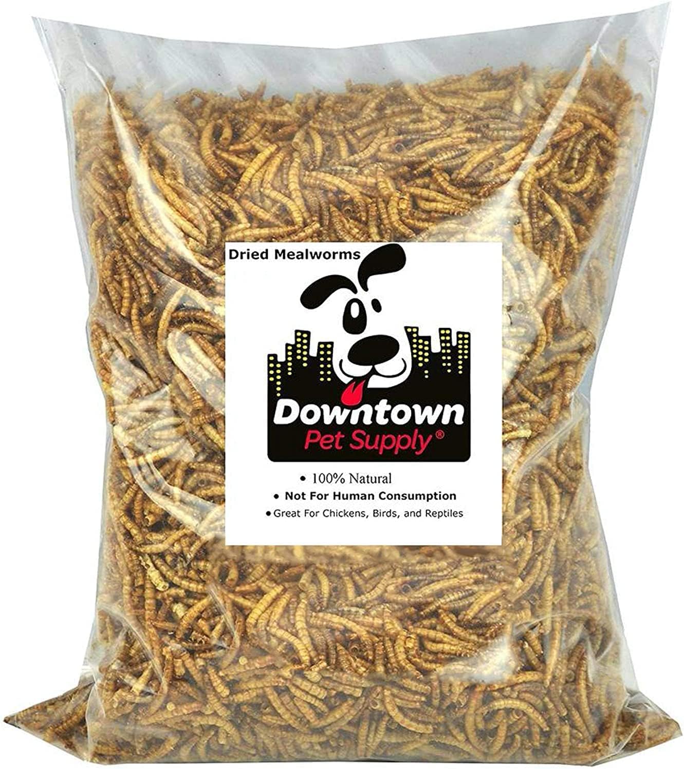 Downtown Pet Supply Gusanos secos de harina de 1 libra para aves silvestres, aves, reptiles y pequeños mamíferos ricos en vitamina B12, B5,