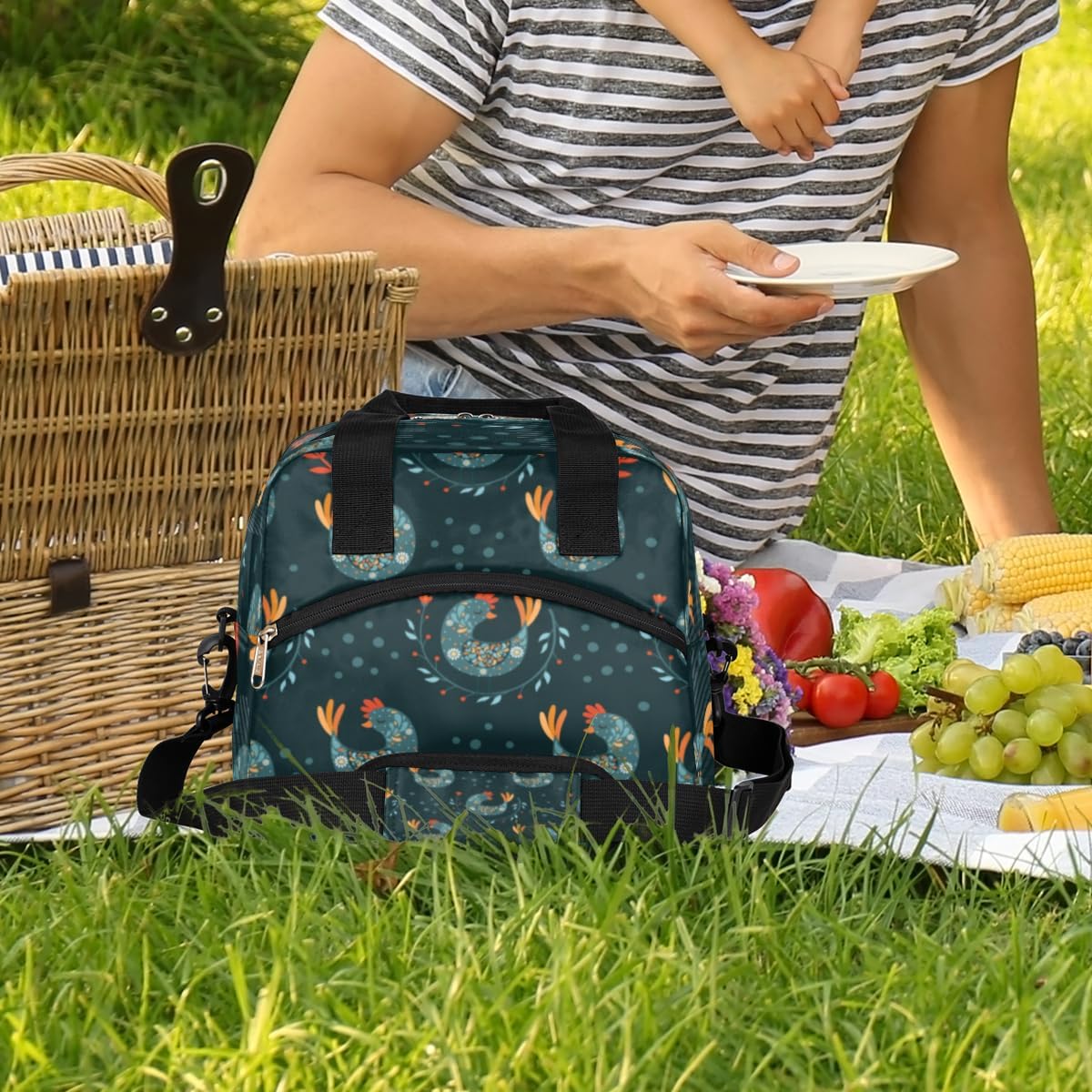 XMNYGJ Bolsa de almuerzo aislada para mujeres y hombres, bolsa de pollo a prueba de fugas, grande, reutilizable, para adultos, con correa ajustable