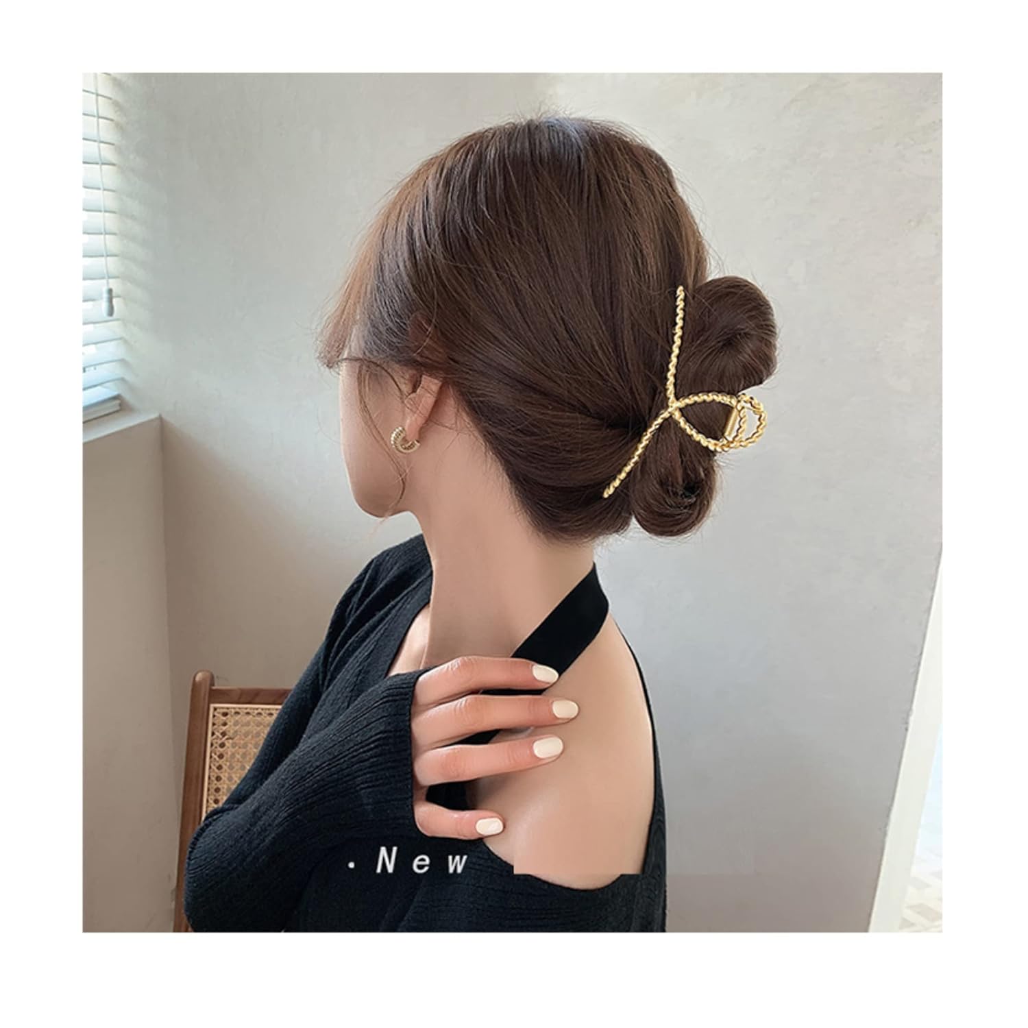 Pinzas para el cabello con forma de torsión, pinzas para el cabello con rosa roja, pinzas para el cabello de metal, diseño simple y elegante para
