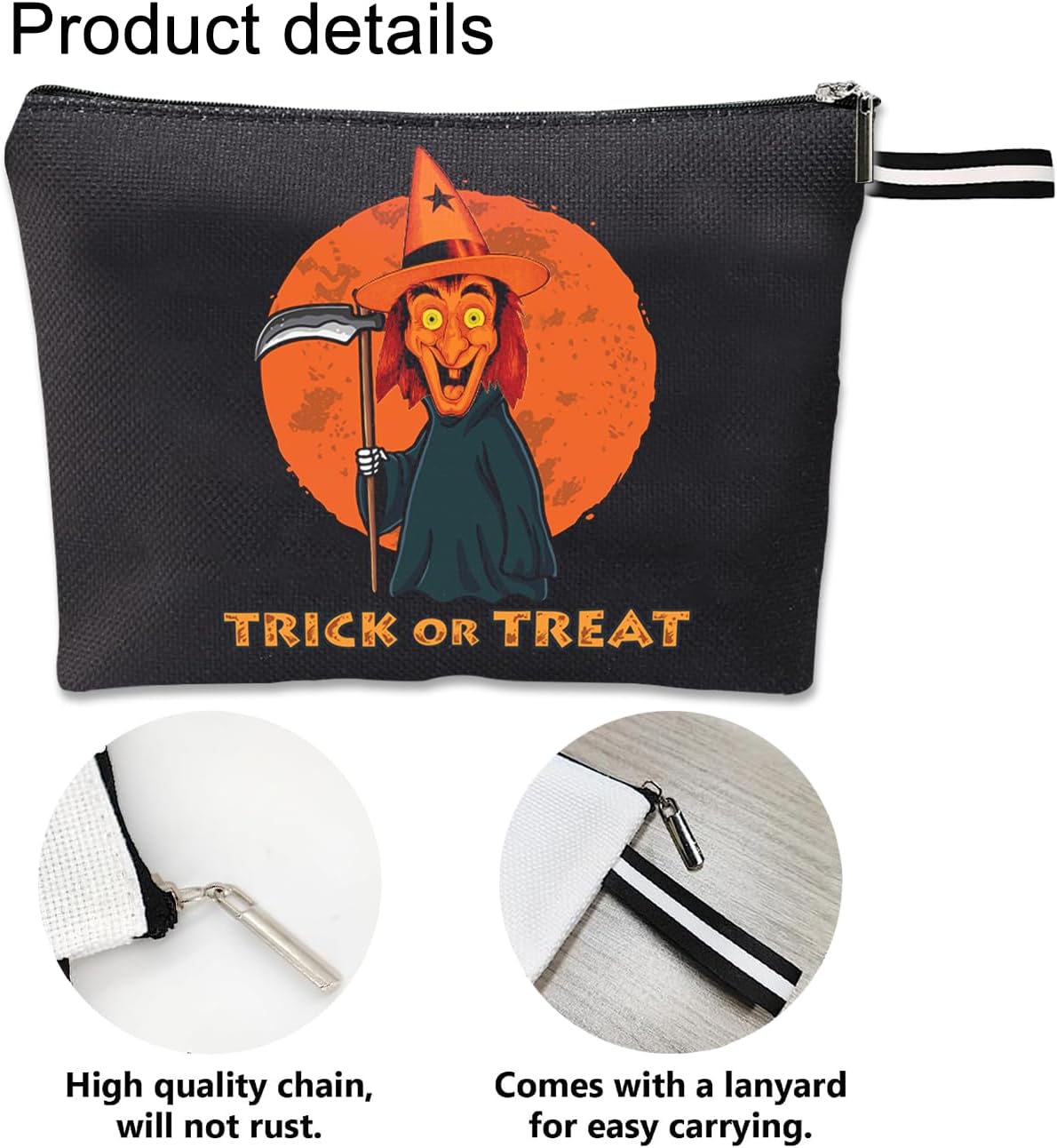TTBDKKDM Bolsa de cosméticos de Halloween, bolsas de maquillaje para mujer, bolsa de maquillaje de Halloween con cremallera, estuche de belleza,