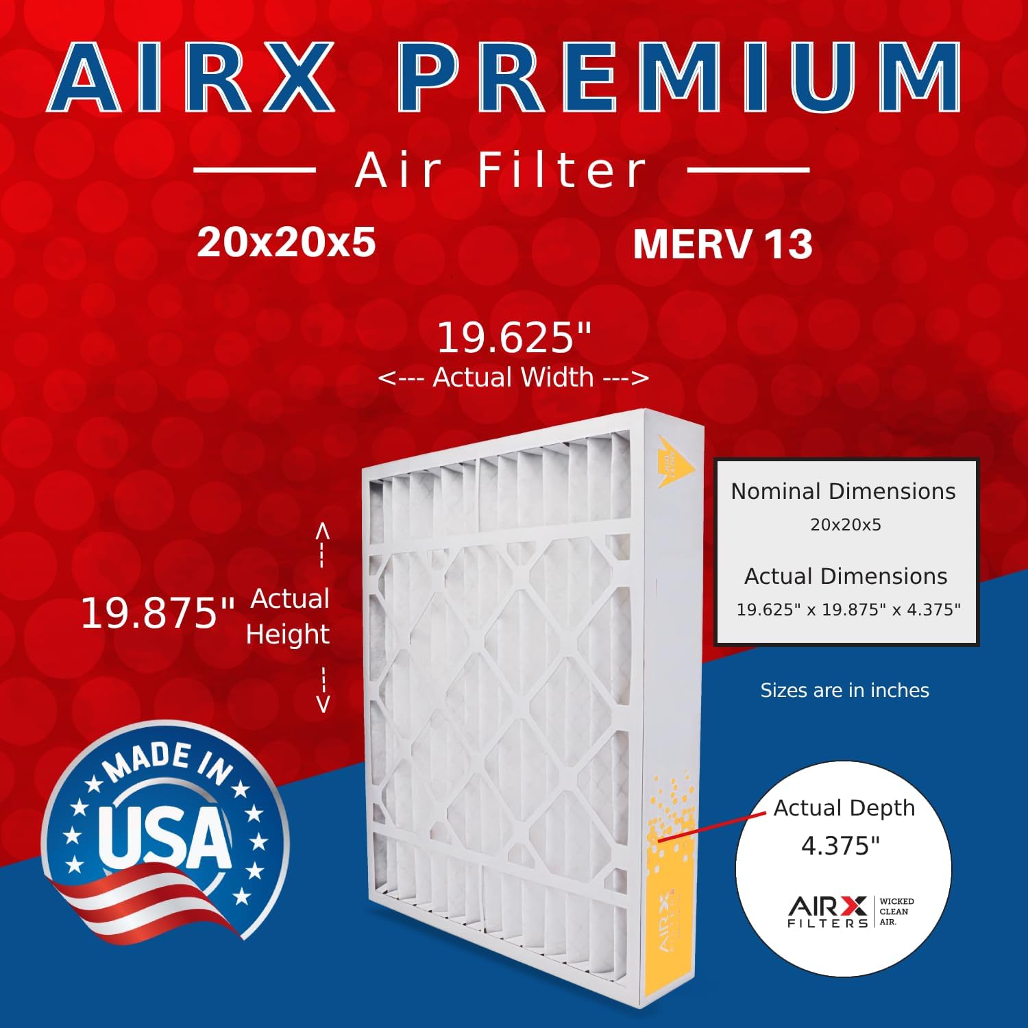 AIRX FILTERS WICKED CLEAN AIR. Filtro de aire MERV 13 de 20 x 20 x 5 compatible con Honeywell FC100A1011 filtro de horno 2 unidades
