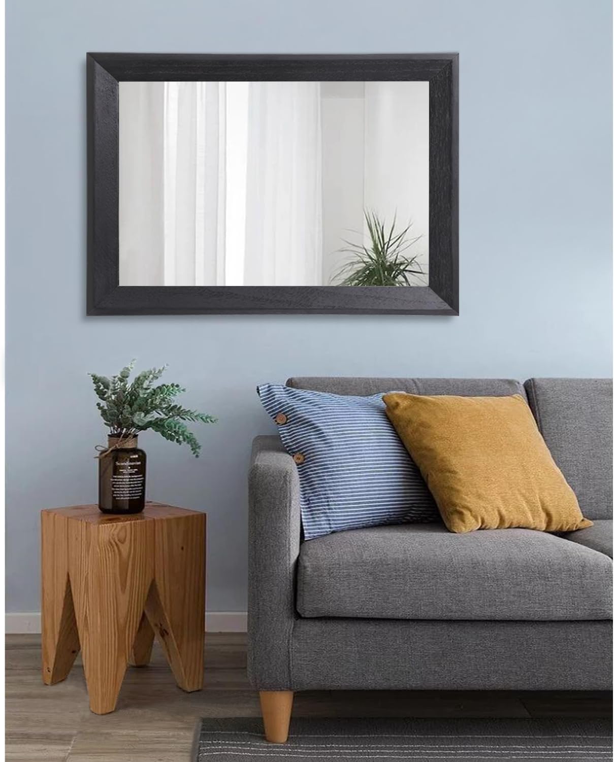 AAZZKANG Espejos grandes para pared, color negro, 28 x 20 pulgadas, rectangular con marco de madera, espejo decorativo de pared para dormitorio,