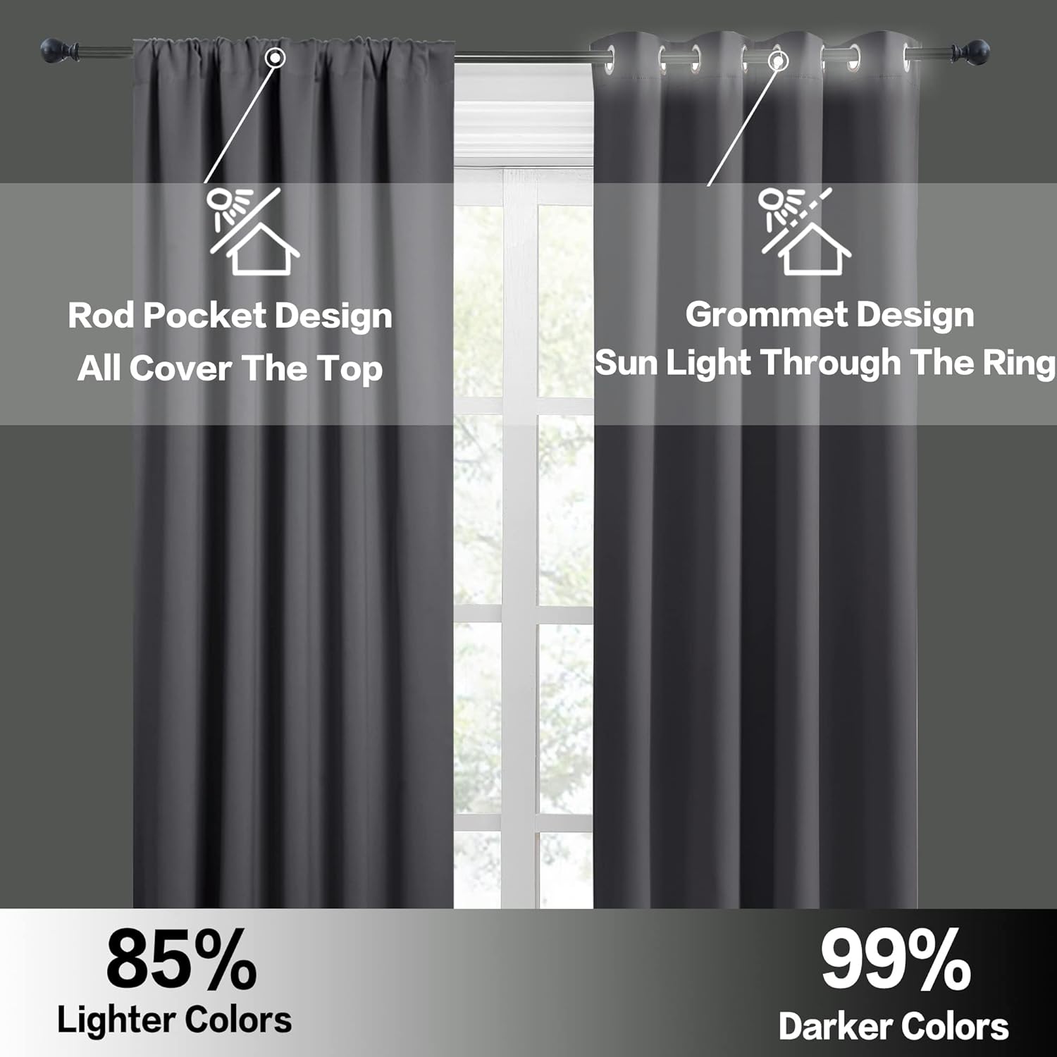 RYB HOME Cortinas opacas de 63 pulgadas de largo, aislamiento de ahorro de energía, persianas grandes para ventana, para dormitorio, sala de estar,