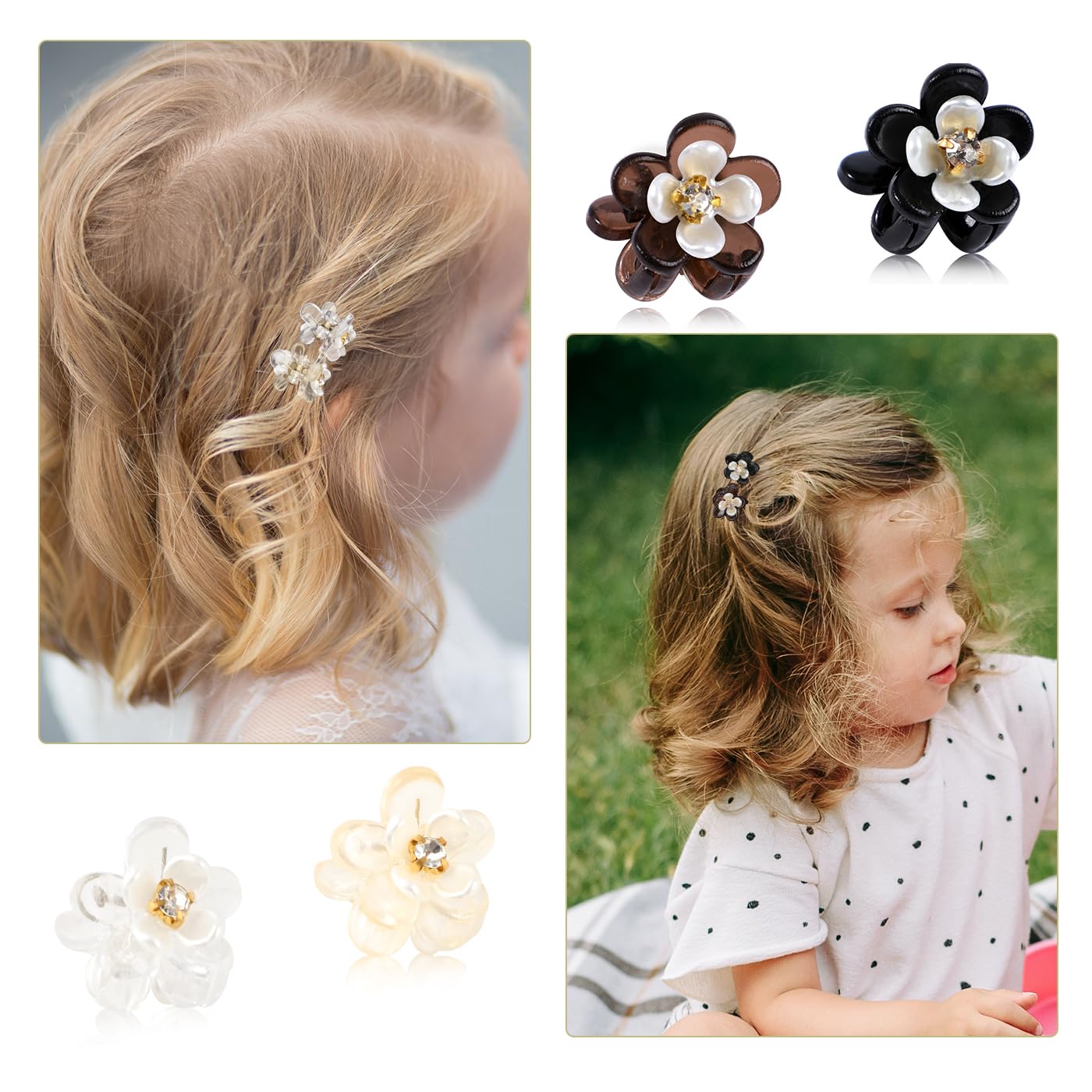 CWJCYTNSN 16 pinzas para el pelo de flores pequeñas para mujeres y niñas, pinzas de plástico de 0.6 pulgadas, bonitas abrazaderas de flores para