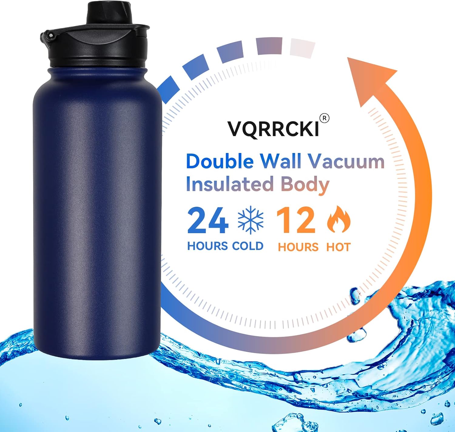 Paquete de 4 botellas de agua aisladas de 32 onzas, botellas de agua deportivas de acero inoxidable con tapa con popote y tapas de boca ancha, vacío