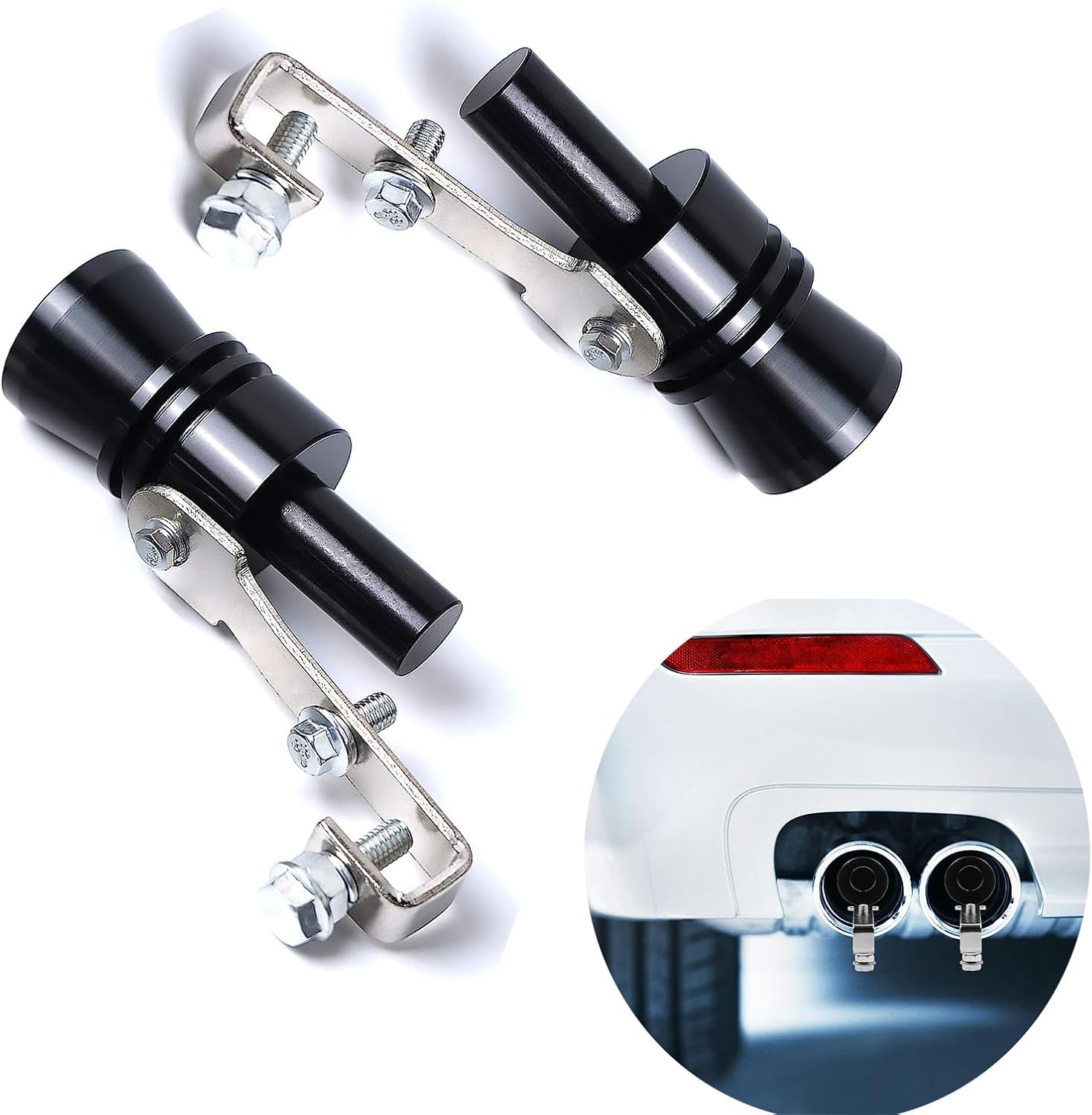 Guwxse Silenciador de escape universal de aluminio Turbo Sound Silbato de tubo de escape de coche Válvula de soplado BOV Tip Simulator Whistler