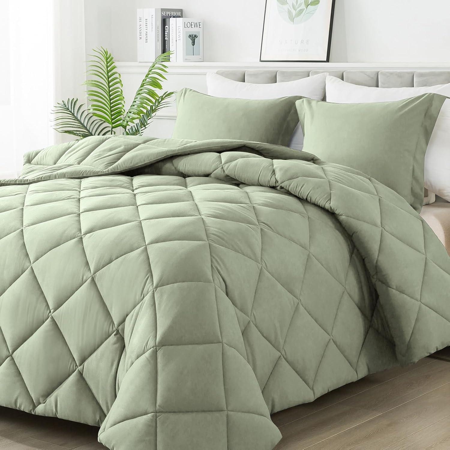 Juego de edredón de tamaño individual con 1 funda de almohada, edredón de cama alternativo al plumón para todas las estaciones, ligero, lavable a