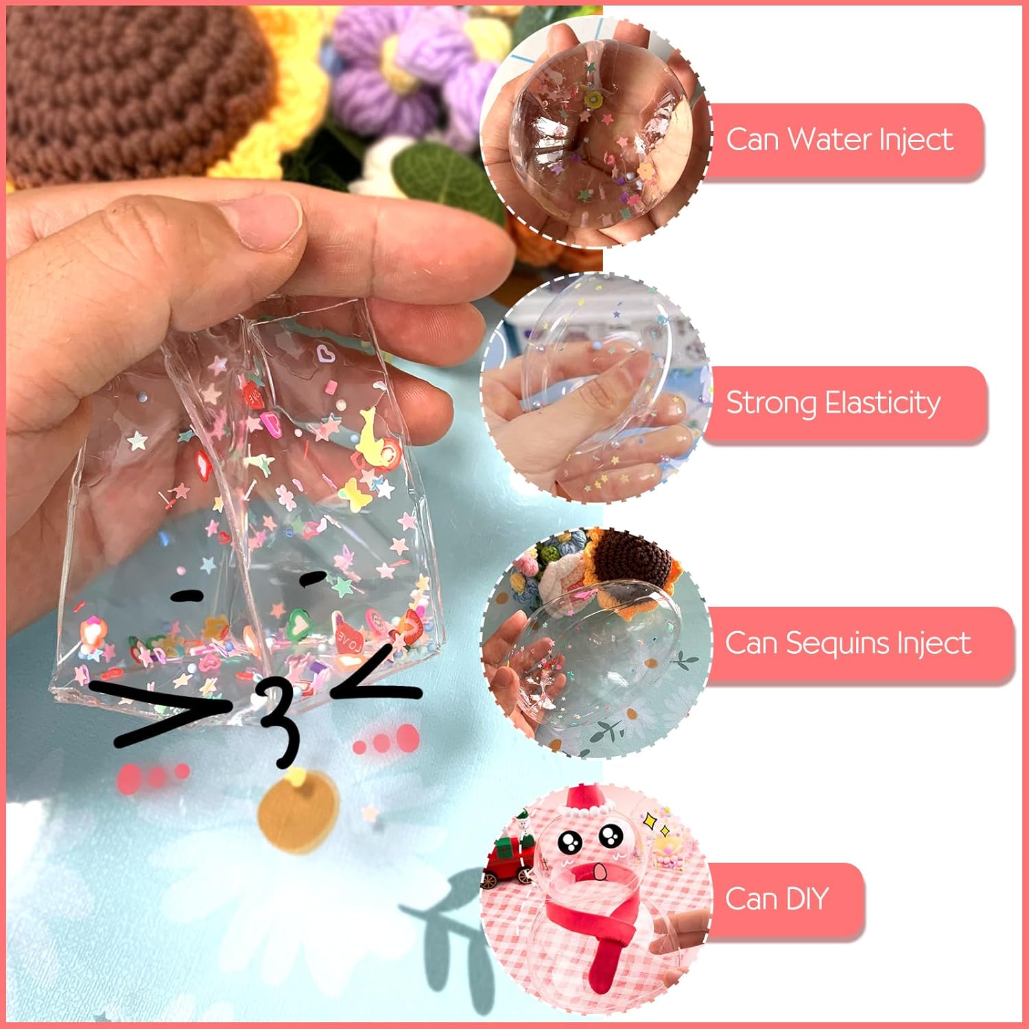 Kit de burbujas de nanocinta, kit de nano cinta de 9.8 x 1.97 pulgadas con bomba de globo y bolsas de lentejuelas de color, nano cinta transparente