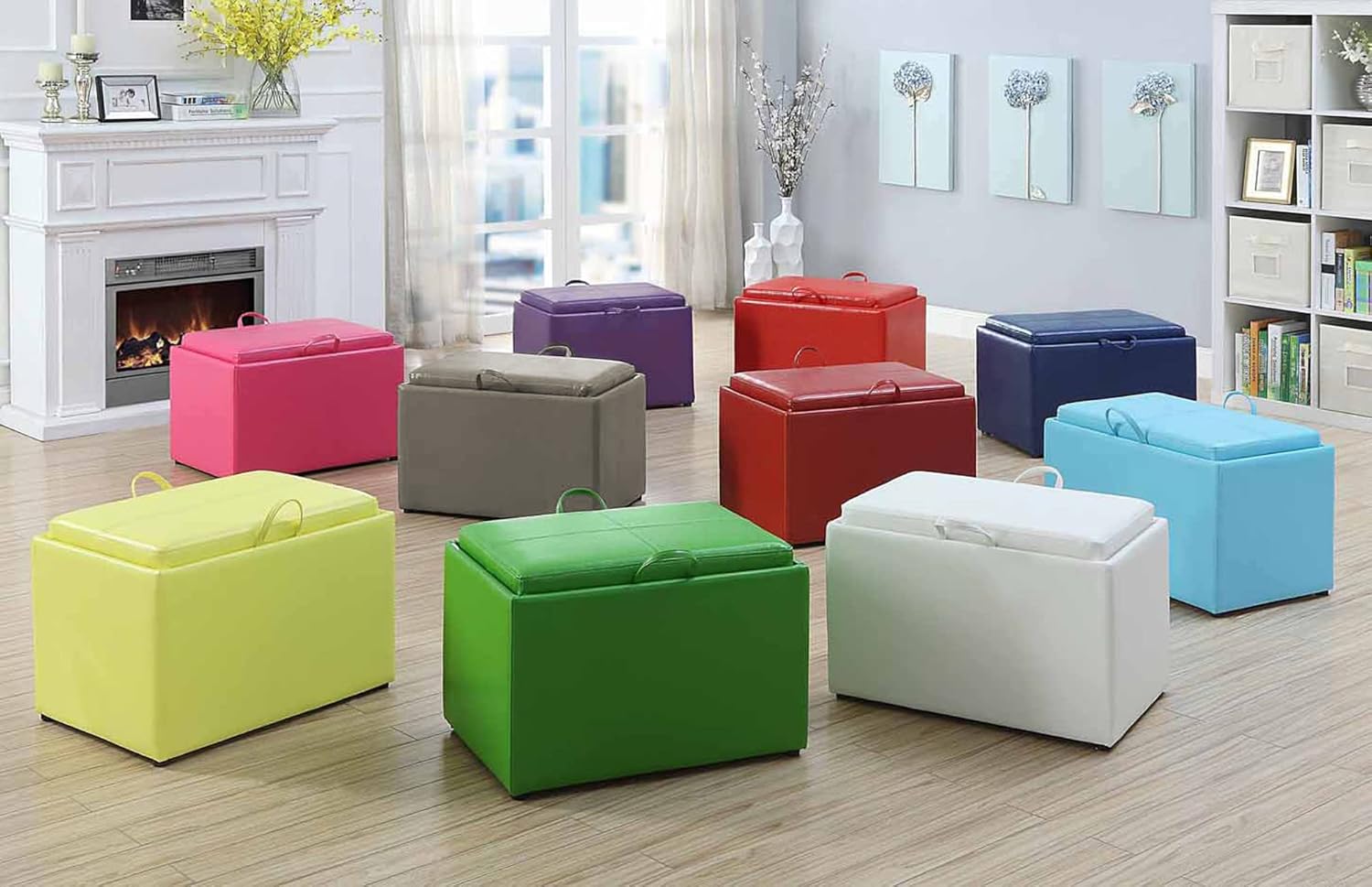 Convenience Concepts 143523 otomana de almacenamiento estilo moderno, Cuero, gris