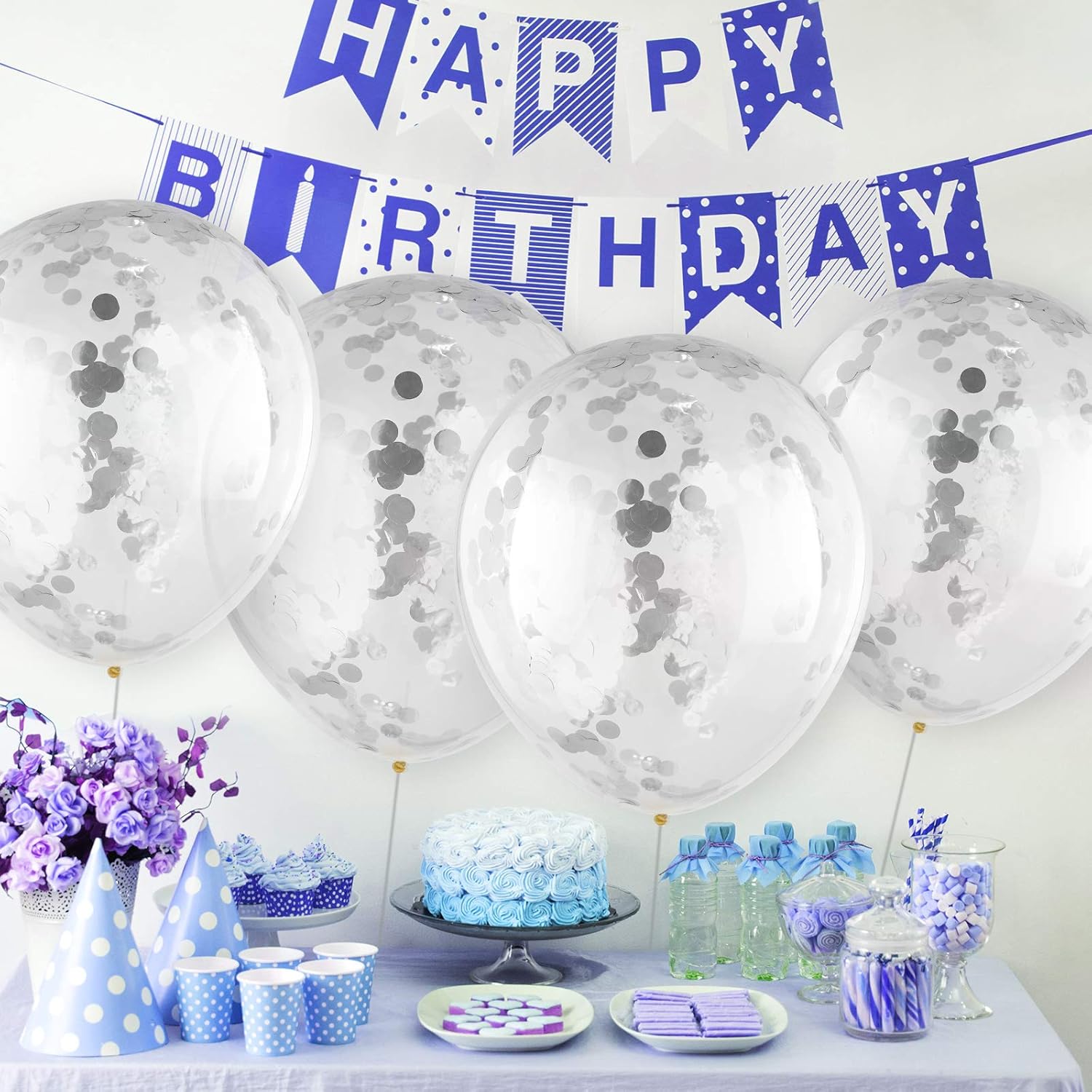 10 globos de confeti con purpurina de 18 pulgadas, globos de papel con puntos de confeti, globos grandes de látex de confeti brillante para