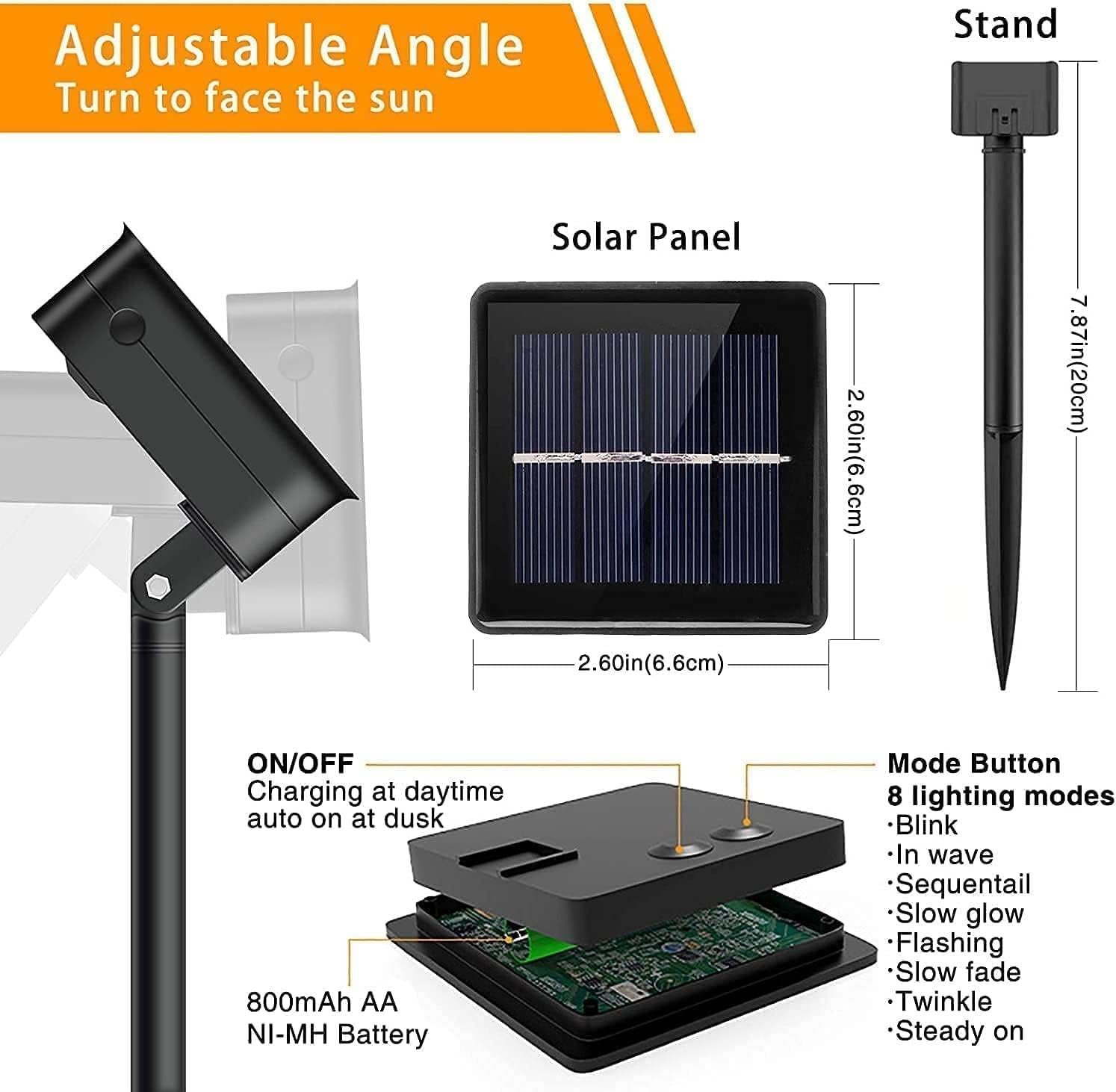 YEGUO Paquete de 4 luces solares naranjas impermeables para exteriores, cada 33 pies, 100 luces LED solares, 8 modos de luces solares