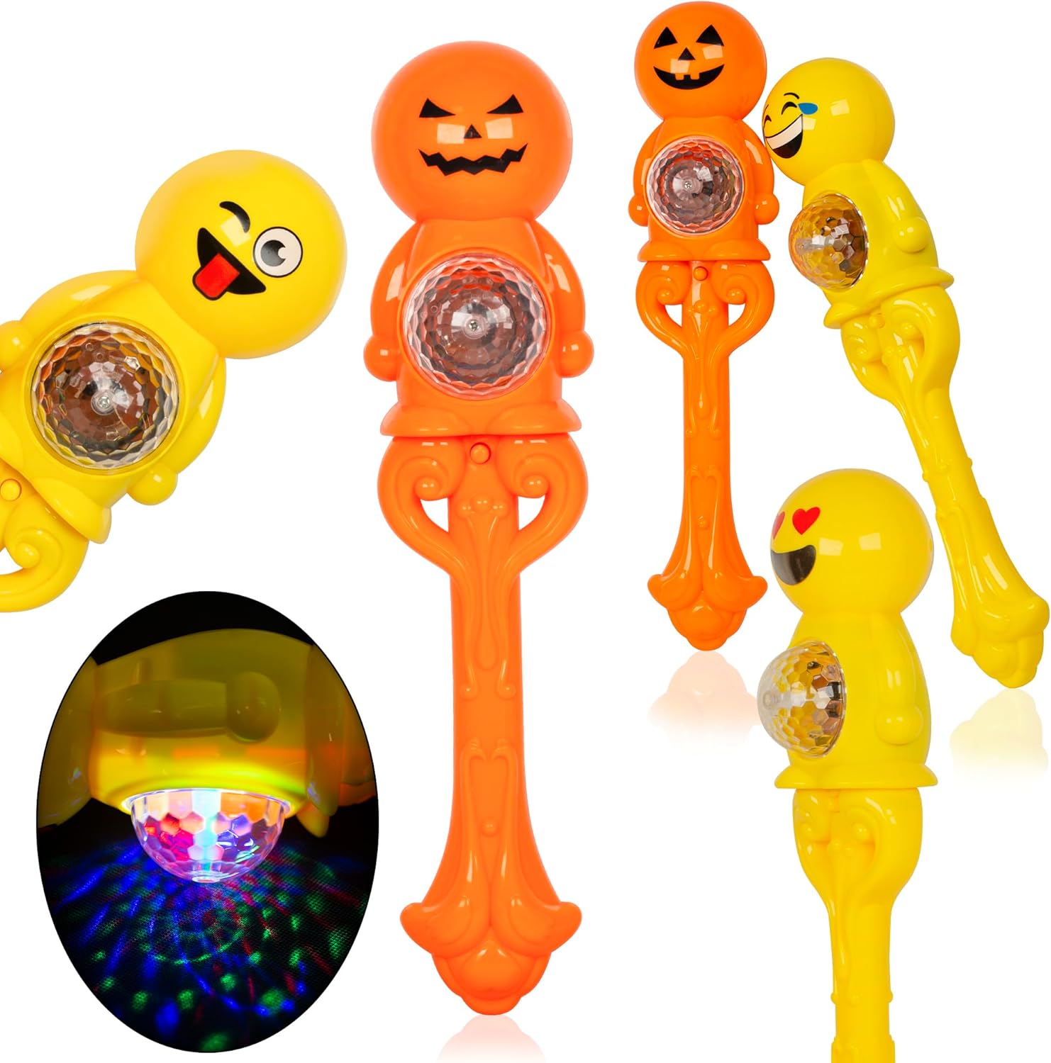 PROLOSO 5 varitas mágicas con luz de expresión encantadora con efecto de sonido para niños pequeños que brillan en la oscuridad, varita musical