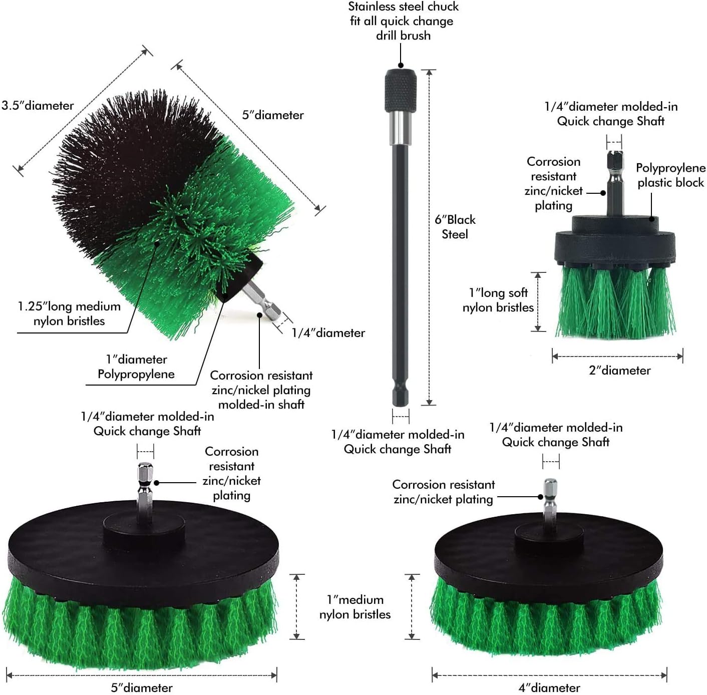 SHIELDPRO Juego de accesorios de cepillo de taladro, cepillo de limpieza eléctrica para limpieza, cepillos multiusos con accesorio extendido para