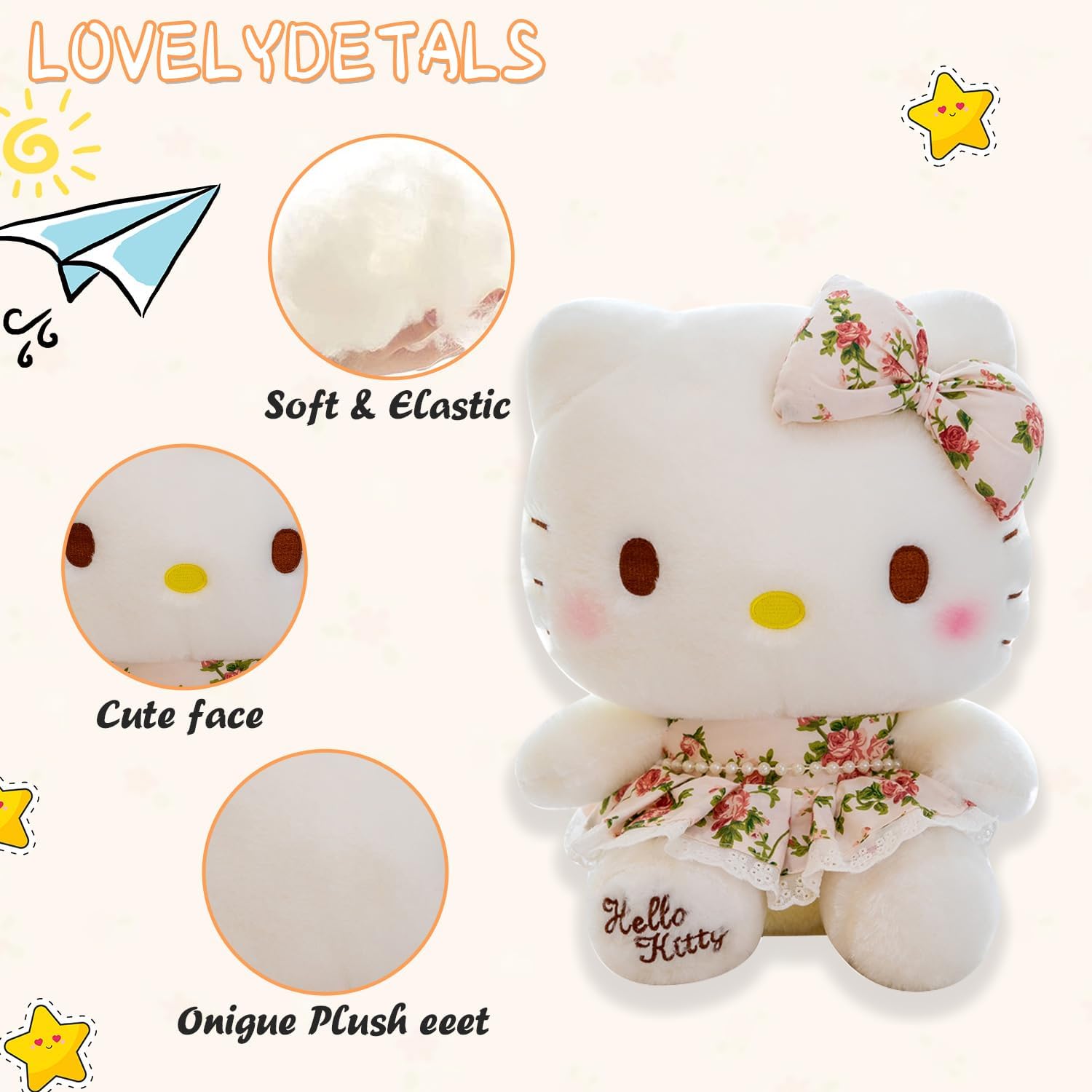 Juguetes de peluche de gatito, figura de almohada de dibujos animados de 15.7 pulgadas, gran regalo para Navidad, Pascua, fiesta de cumpleaños, Año