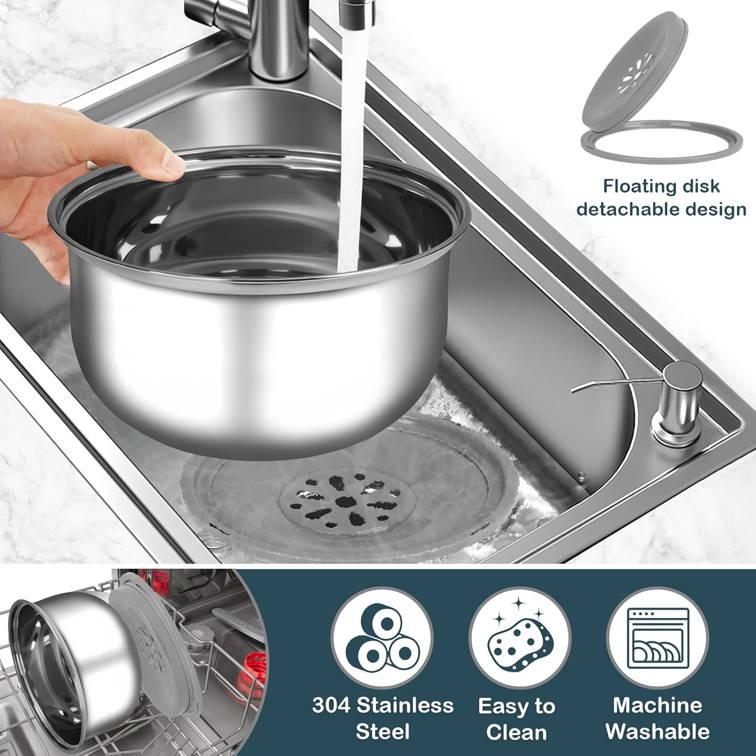 M&MKPET Cuenco de agua para perros, sin derrames, de 118 onzas, de gran capacidad, de acero inoxidable, a prueba de goteo, dispensador de