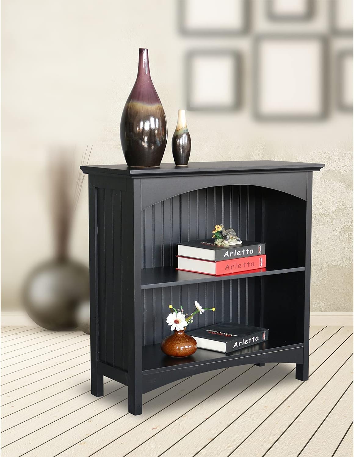 eHemco Estantería de 2 niveles con 2 soportes arqueados, 29 pulgadas, color negro