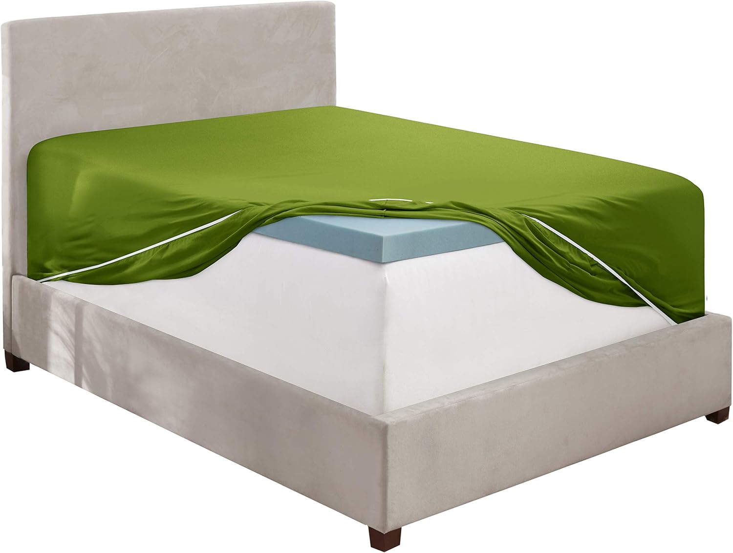 Clara Clark Sábana bajera, bolsillo extra profundo que se adapta a colchones profundos, solo sábana bajera suave de lujo, individual XL, color verde